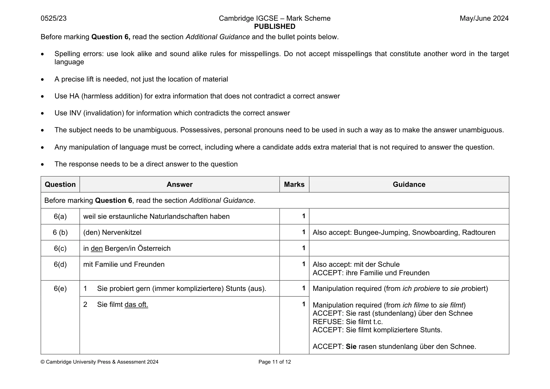 Mark scheme, page 11 of 12