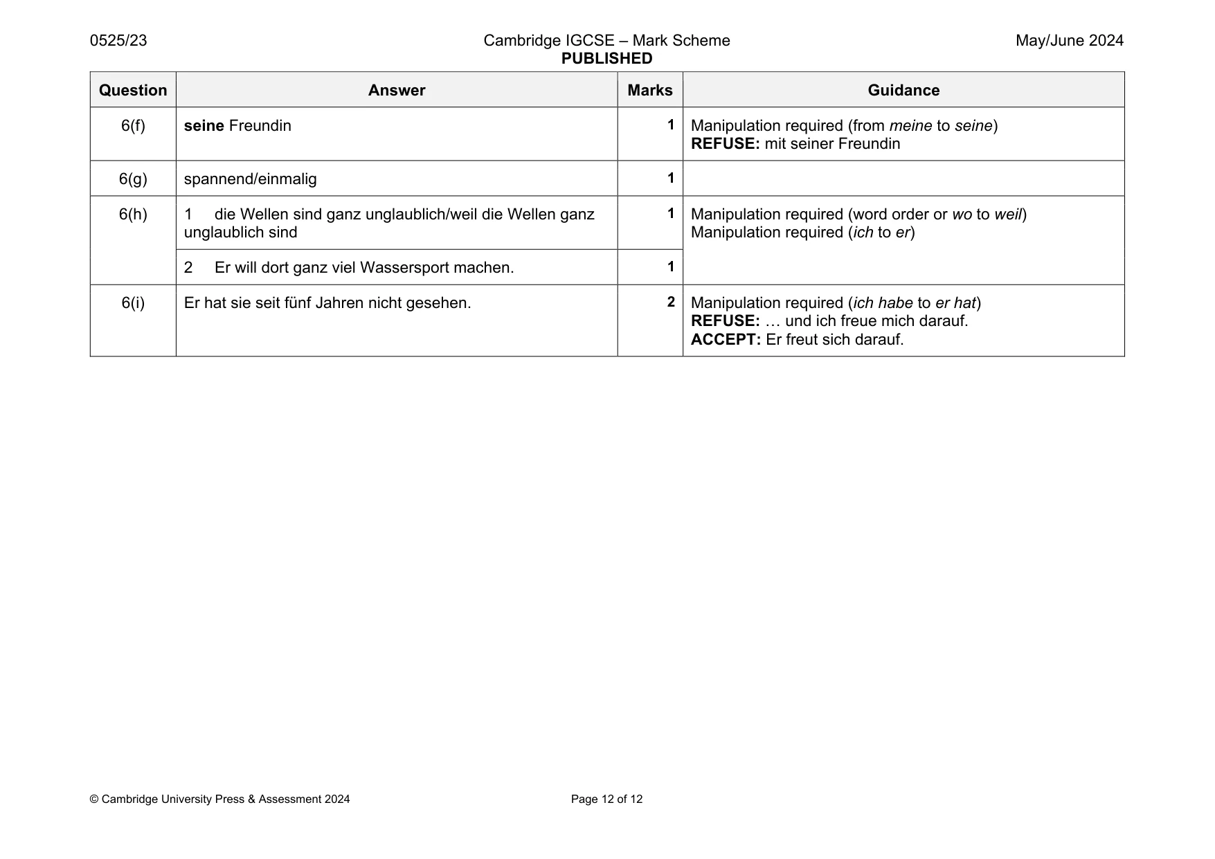 Mark scheme, page 12 of 12