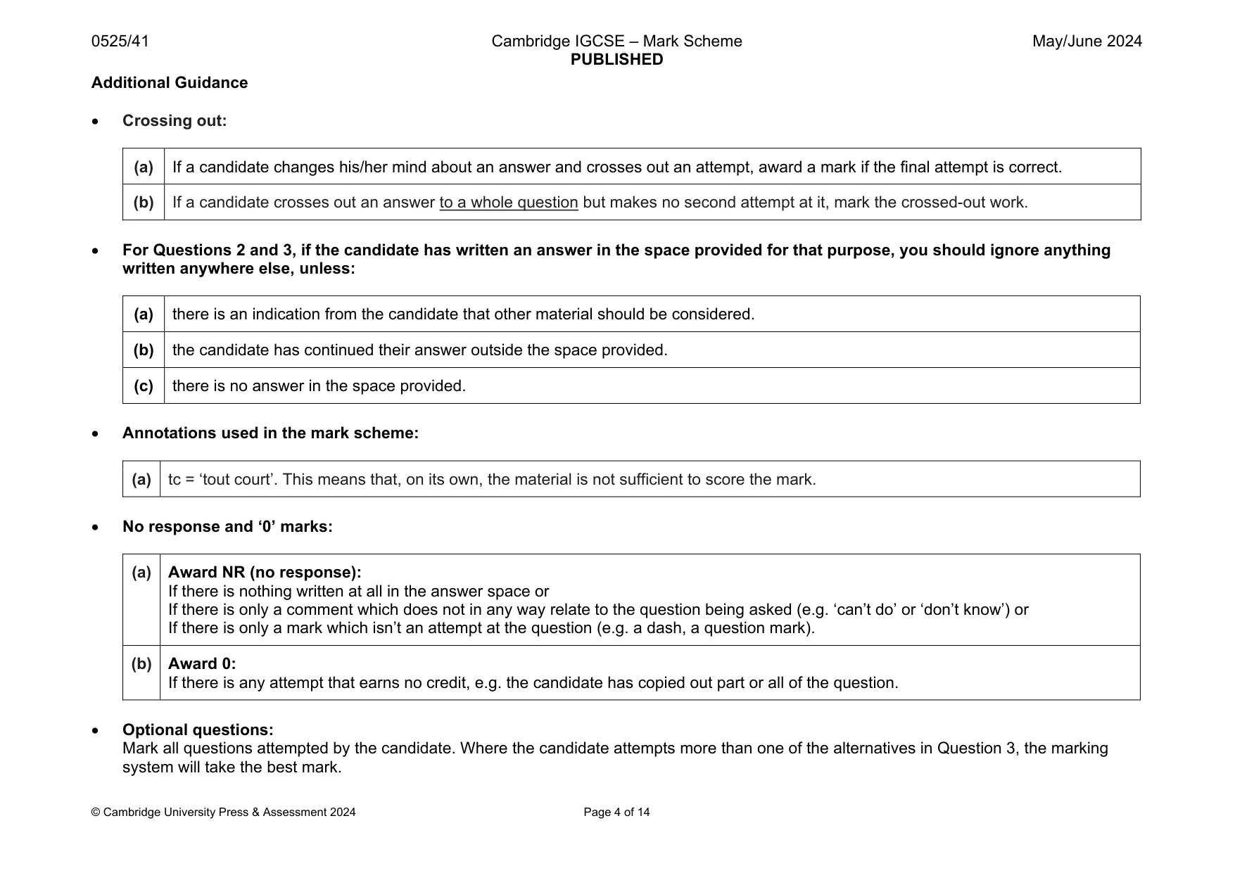 Mark scheme, page 4 of 14