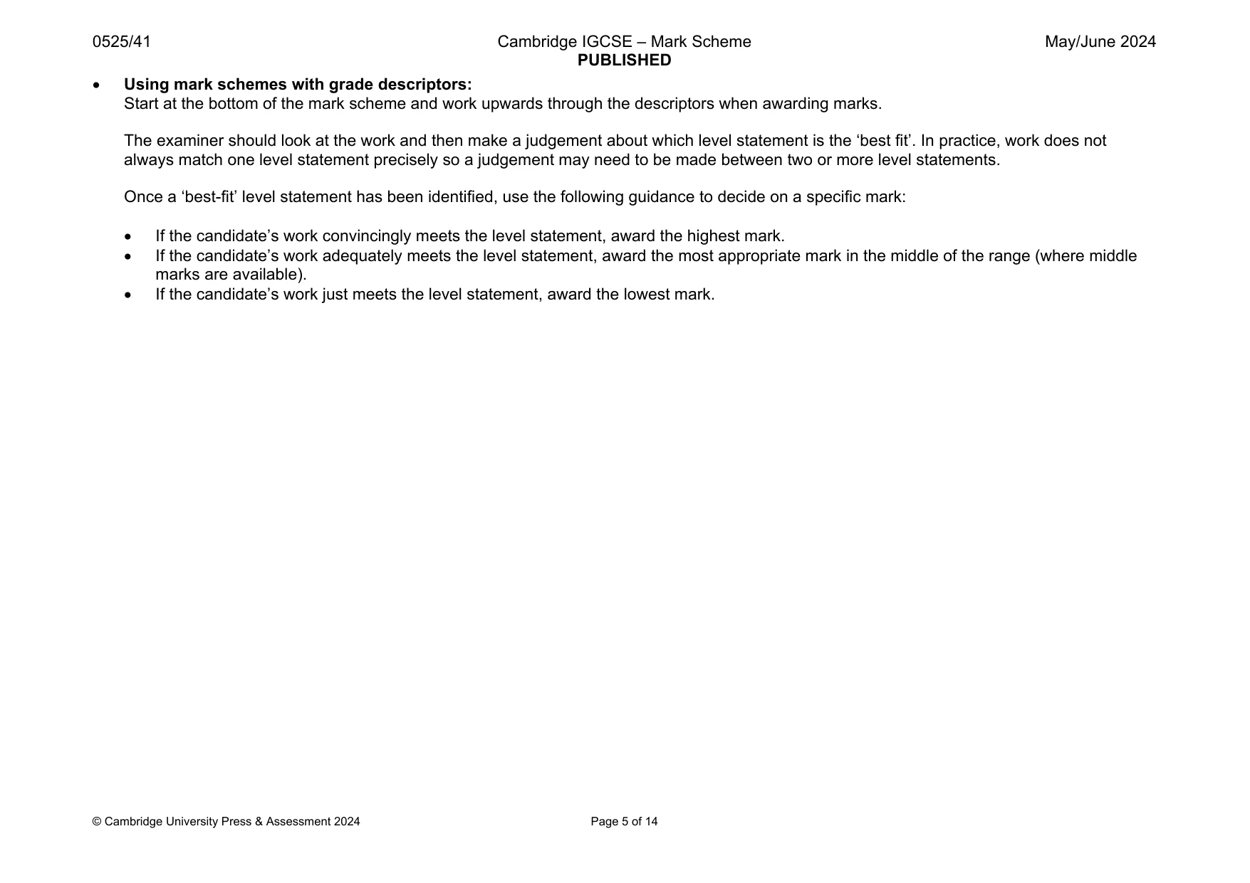 Mark scheme, page 5 of 14