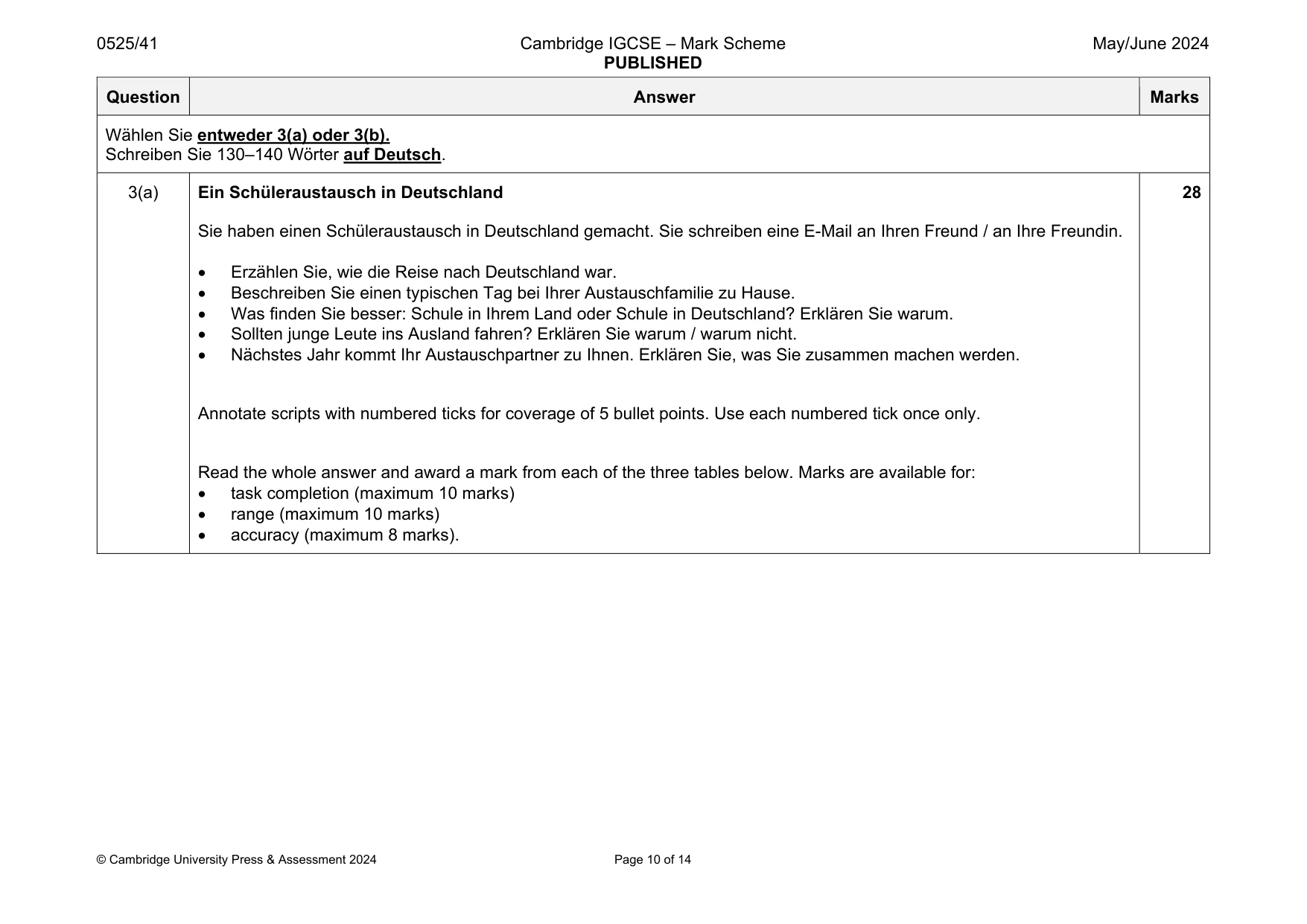 Mark scheme, page 10 of 14