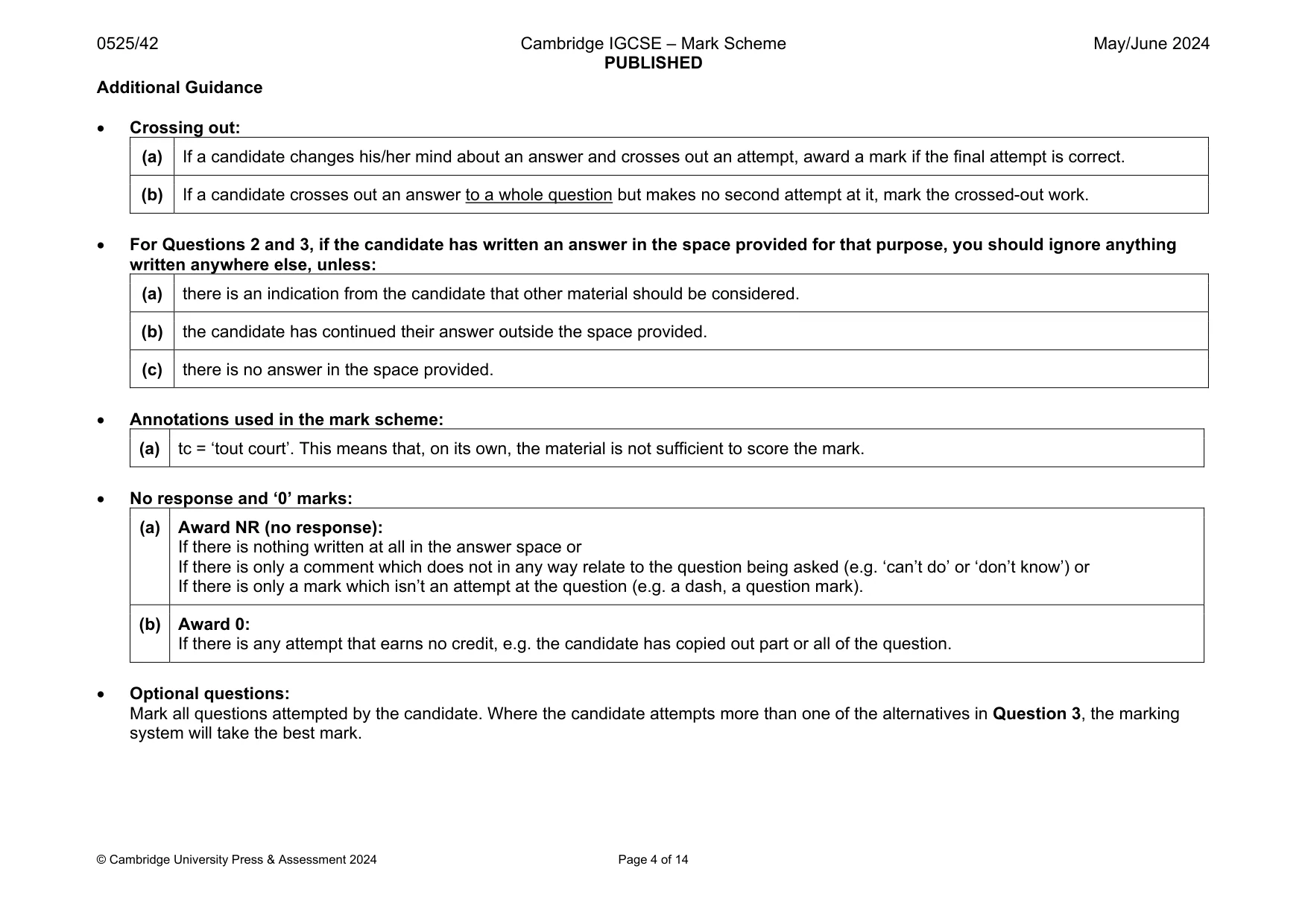 Mark scheme, page 4 of 14