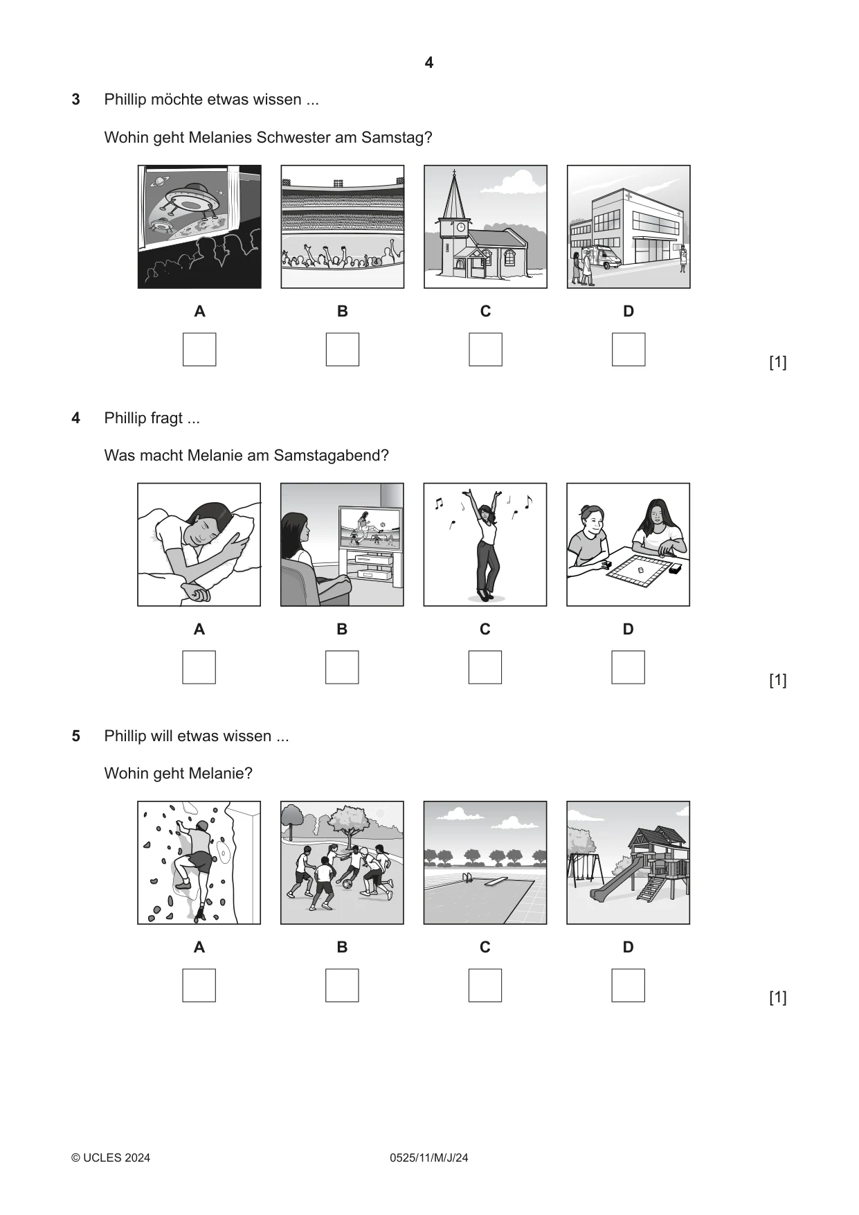 Cambridge IGCSE German - Foreign Language 0525 2024 May/June Paper 1 · Variant 1 question paper, page 4 of 16