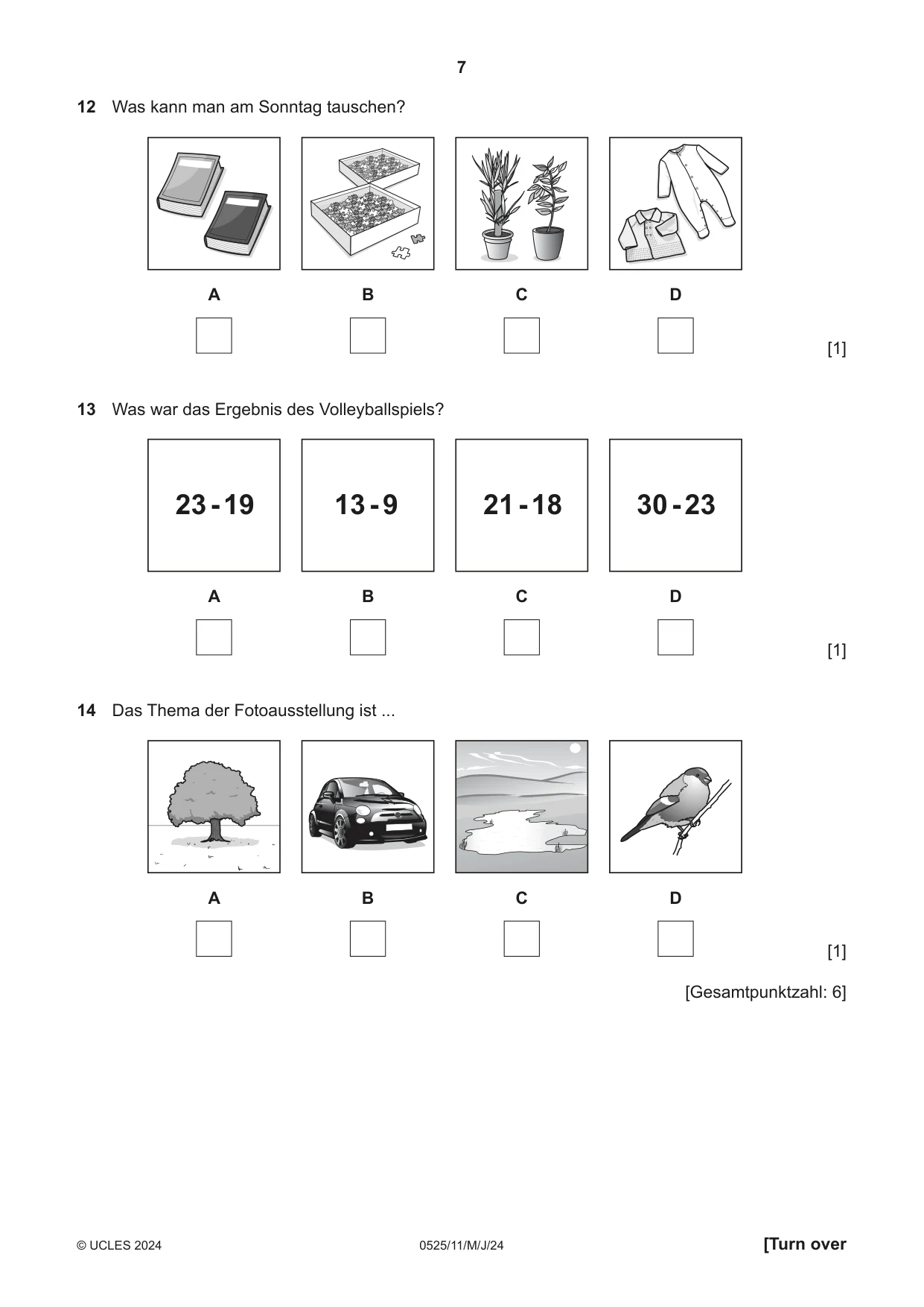 Cambridge IGCSE German - Foreign Language 0525 2024 May/June Paper 1 · Variant 1 question paper, page 7 of 16