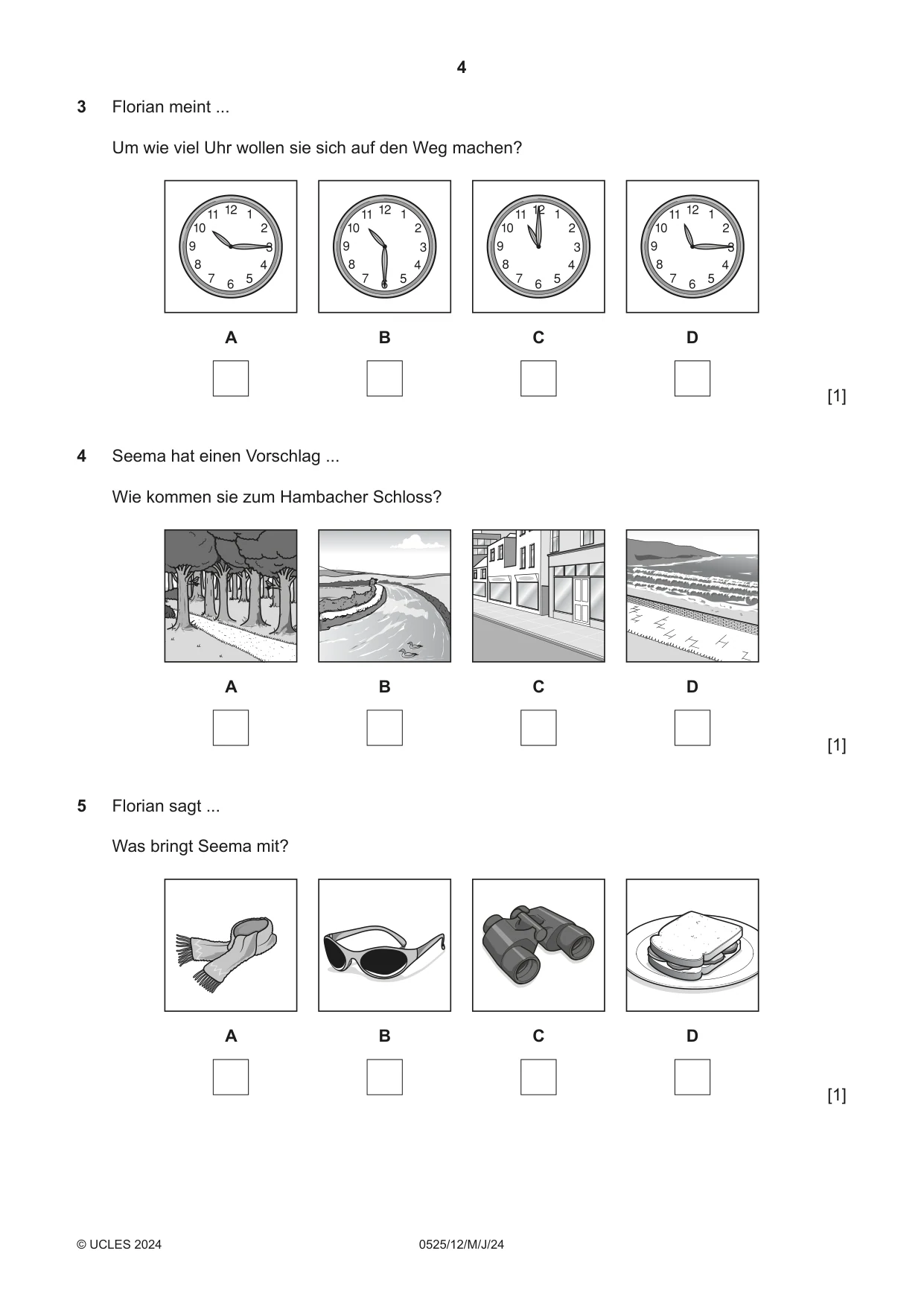 Cambridge IGCSE German - Foreign Language 0525 2024 May/June Paper 1 · Variant 2 question paper, page 4 of 16