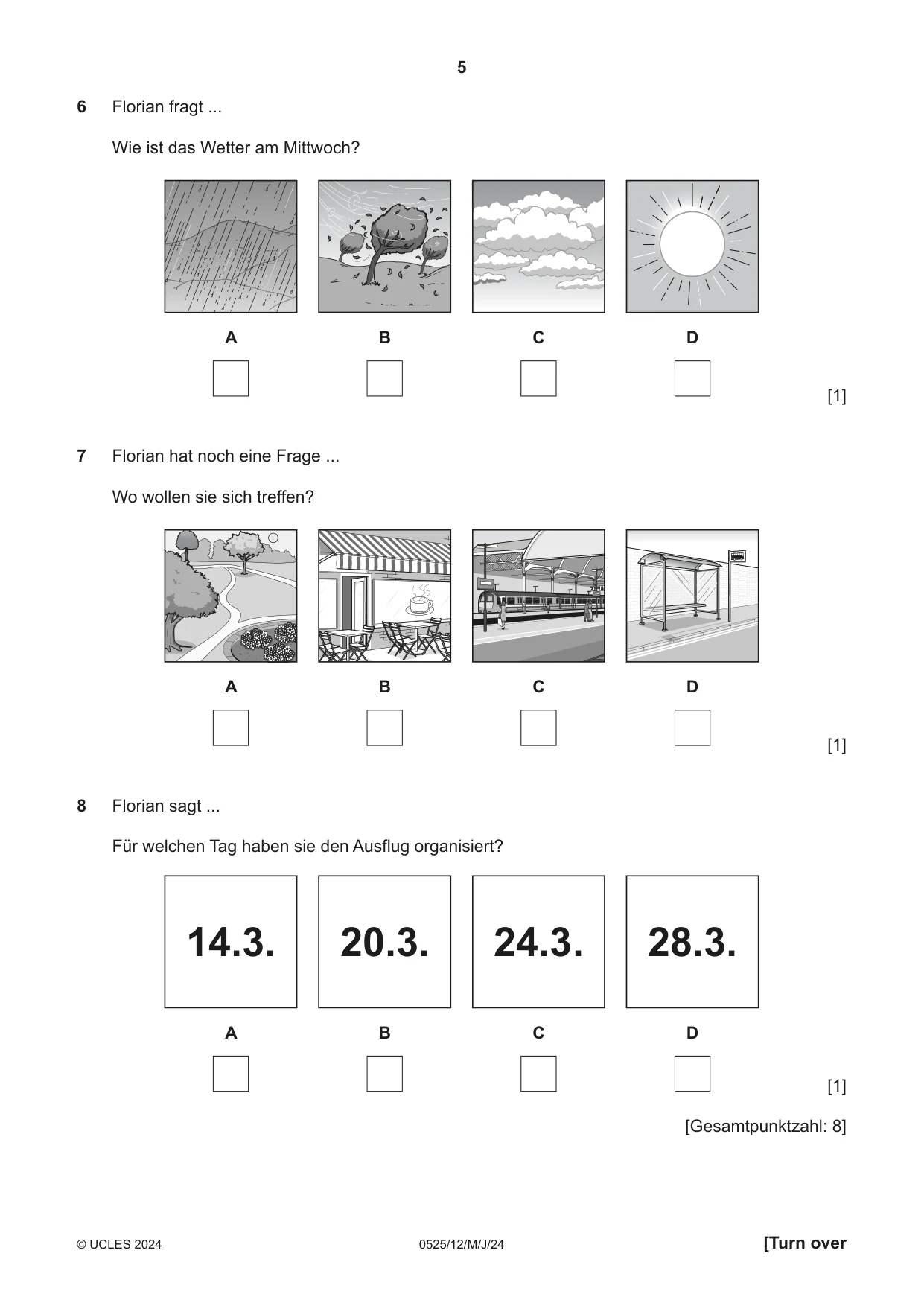 Cambridge IGCSE German - Foreign Language 0525 2024 May/June Paper 1 · Variant 2 question paper, page 5 of 16