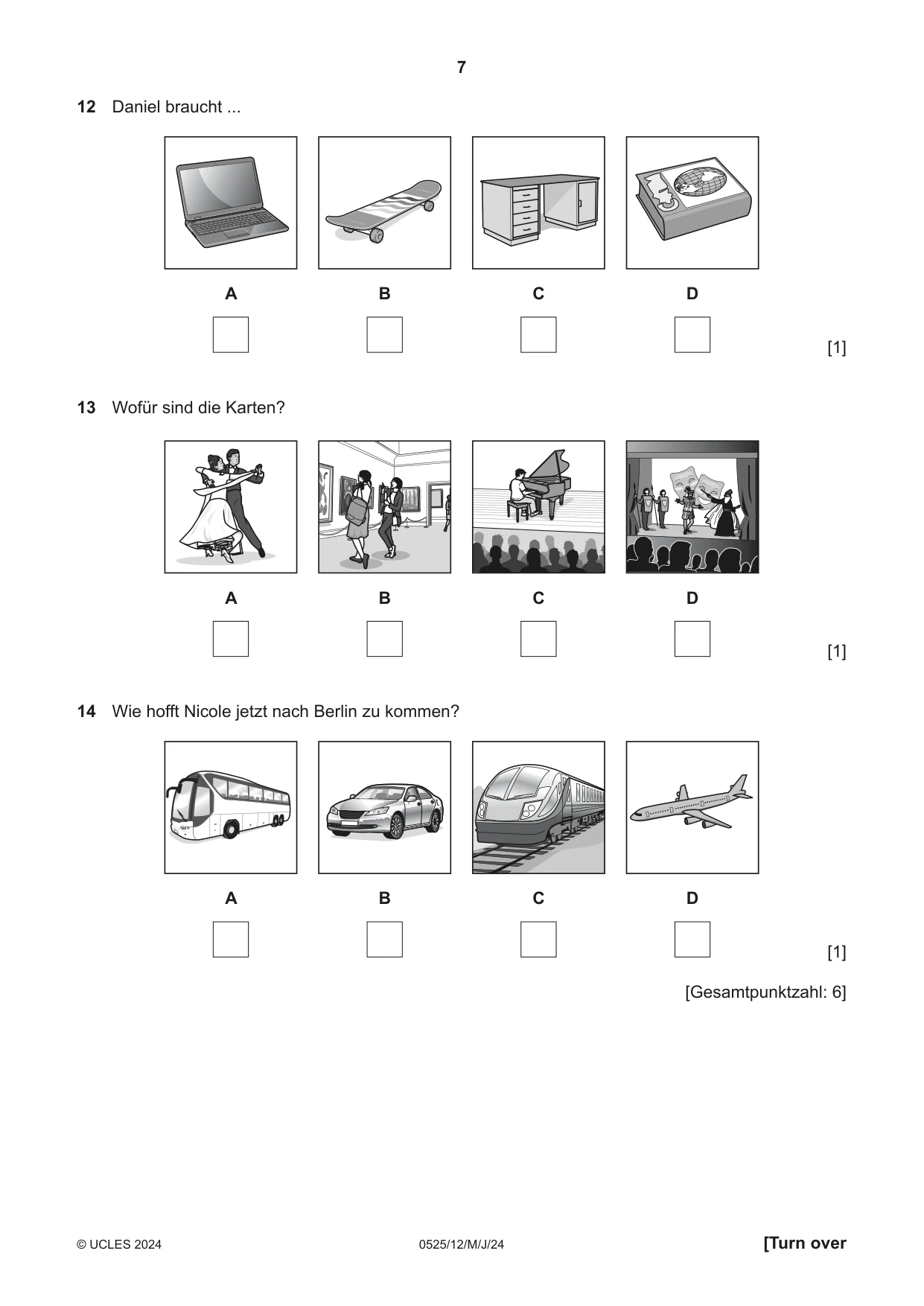 Cambridge IGCSE German - Foreign Language 0525 2024 May/June Paper 1 · Variant 2 question paper, page 7 of 16