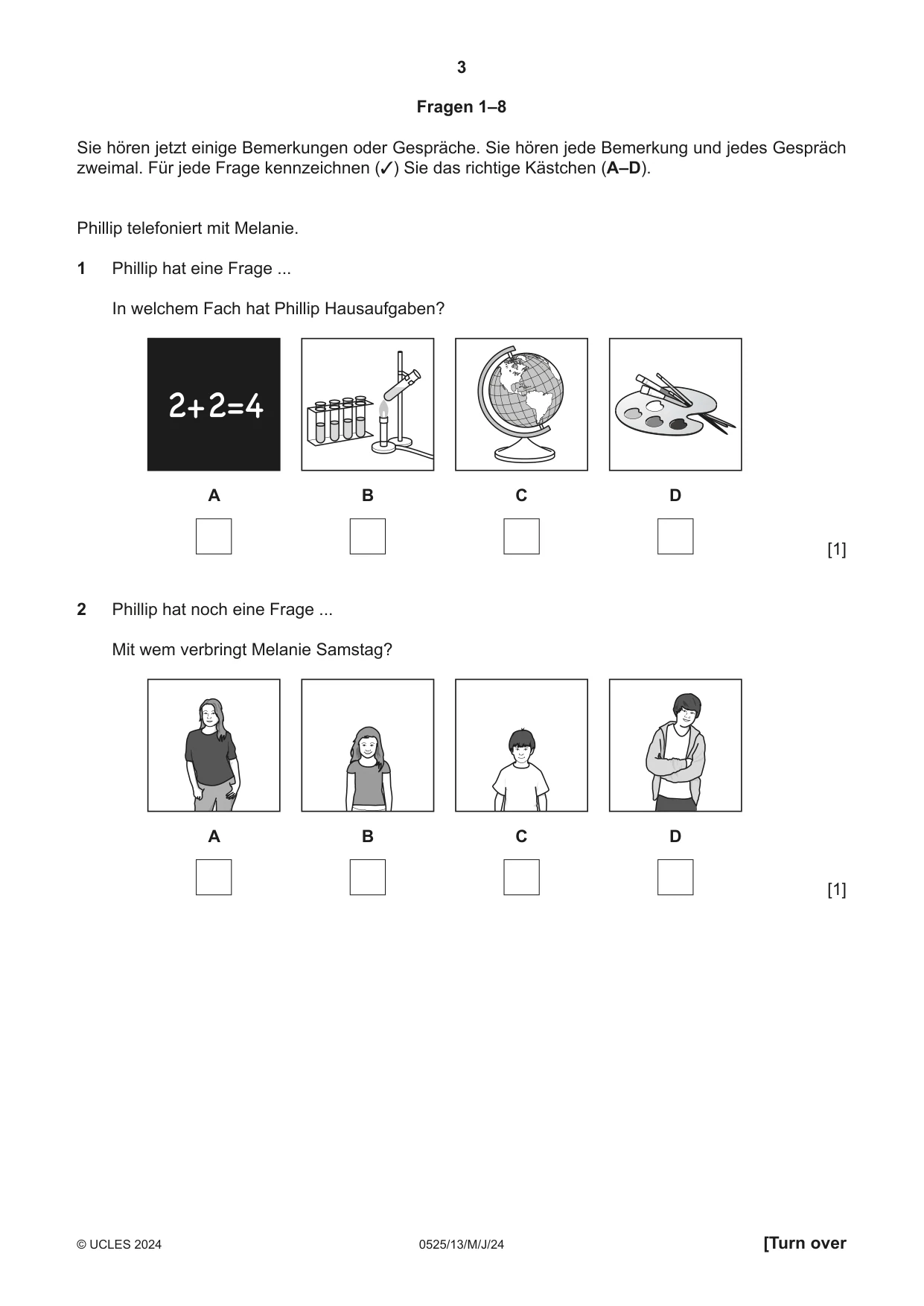 Cambridge IGCSE German - Foreign Language 0525 2024 May/June Paper 1 · Variant 3 question paper, page 3 of 16