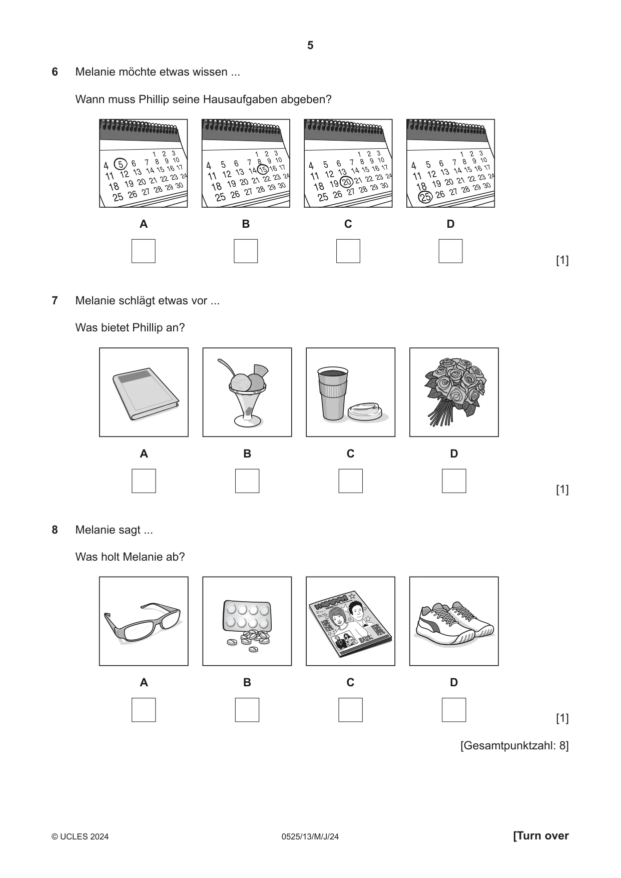 Cambridge IGCSE German - Foreign Language 0525 2024 May/June Paper 1 · Variant 3 question paper, page 5 of 16