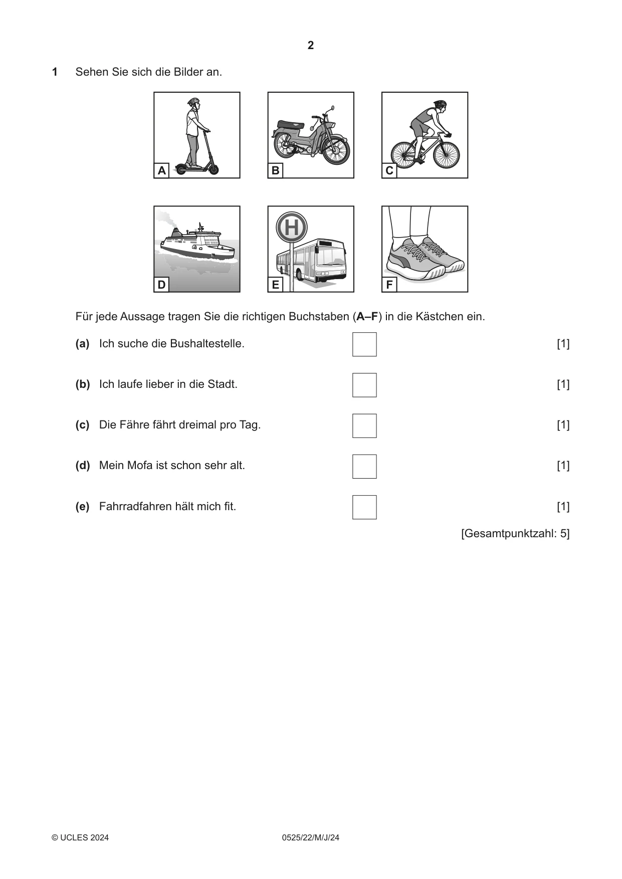 Cambridge IGCSE German - Foreign Language 0525 2024 May/June Paper 2 · Variant 2 question paper, page 2 of 12