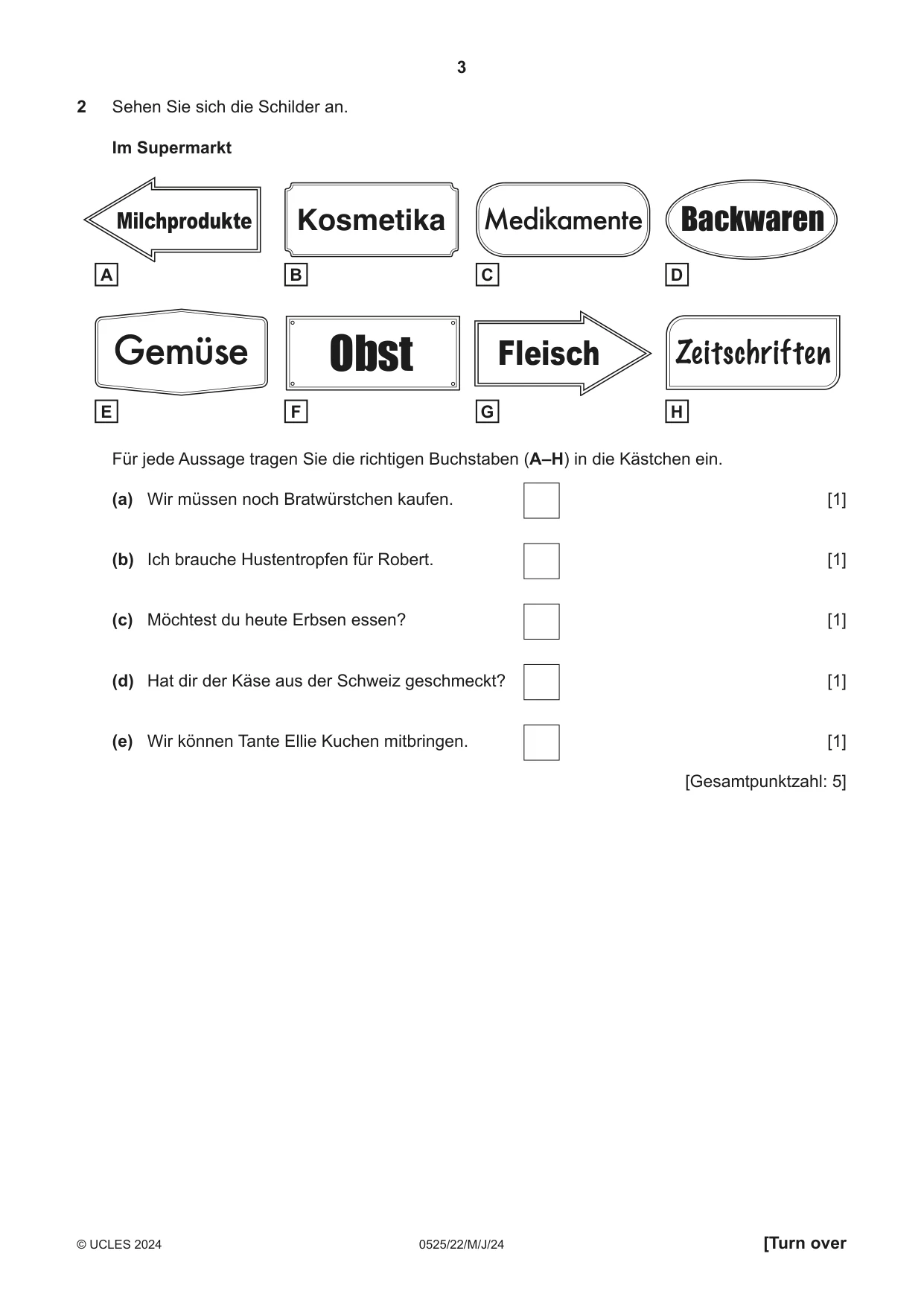 Cambridge IGCSE German - Foreign Language 0525 2024 May/June Paper 2 · Variant 2 question paper, page 3 of 12