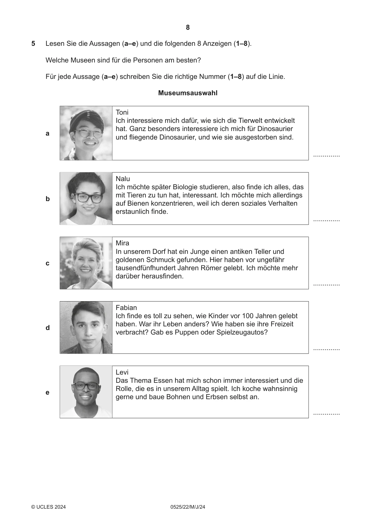 Cambridge IGCSE German - Foreign Language 0525 2024 May/June Paper 2 · Variant 2 question paper, page 8 of 12