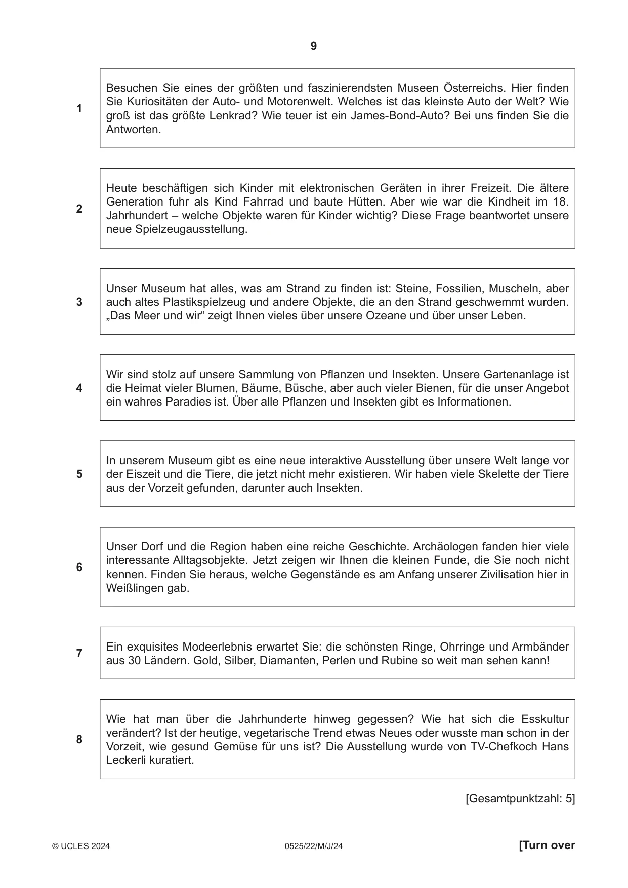 Cambridge IGCSE German - Foreign Language 0525 2024 May/June Paper 2 · Variant 2 question paper, page 9 of 12