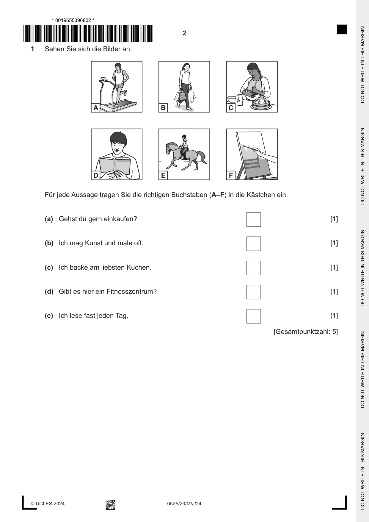 Cambridge IGCSE German - Foreign Language 0525 2024 May/June Paper 2 · Variant 3 question paper, page 2 of 12