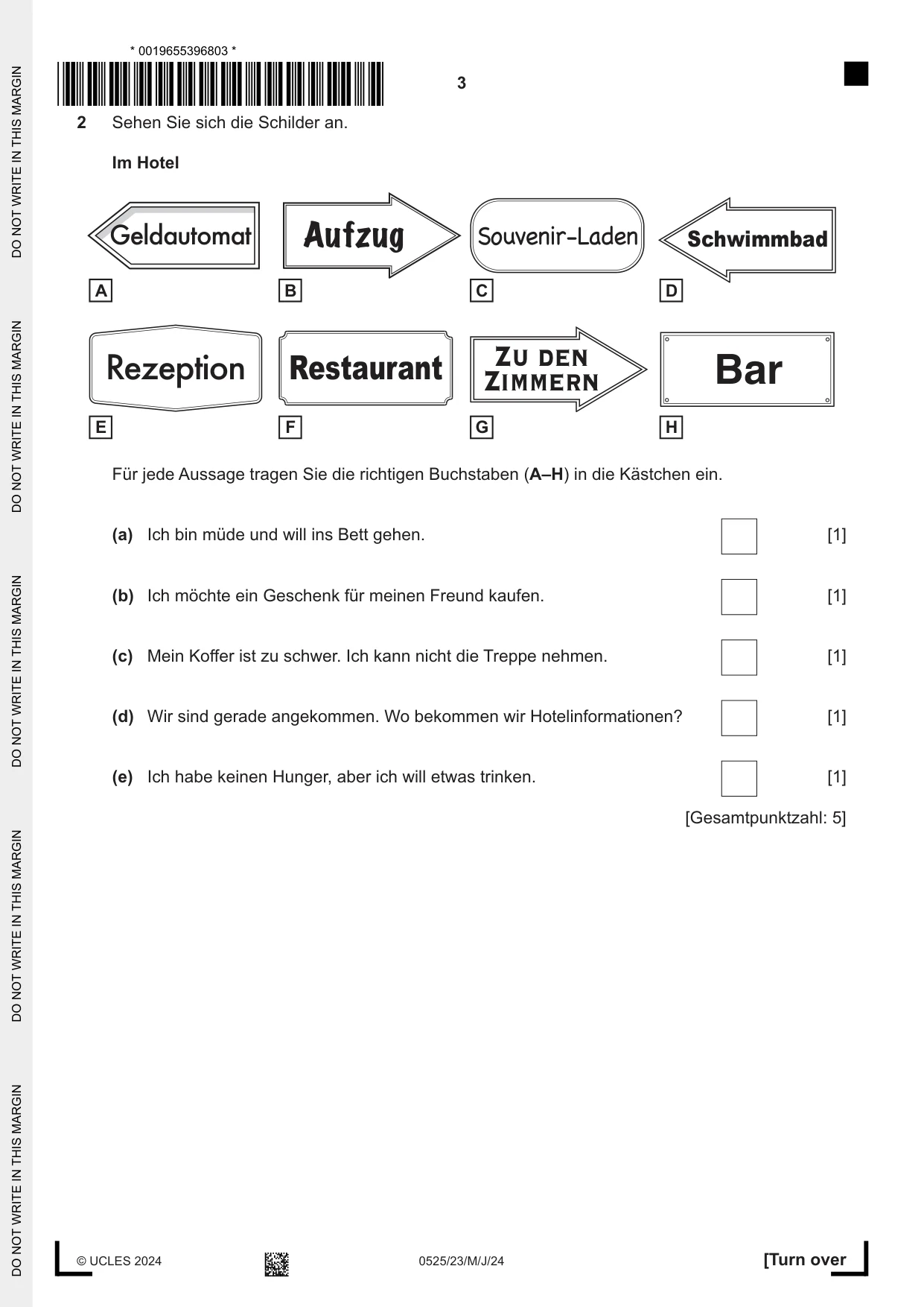 Cambridge IGCSE German - Foreign Language 0525 2024 May/June Paper 2 · Variant 3 question paper, page 3 of 12