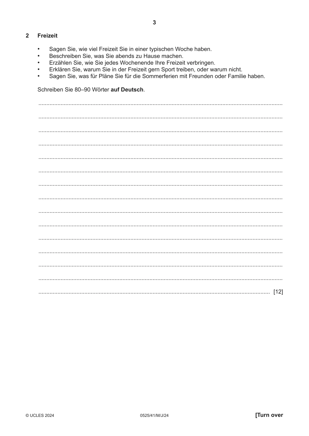 Cambridge IGCSE German - Foreign Language 0525 2024 May/June Paper 4 · Variant 1 question paper, page 3 of 8