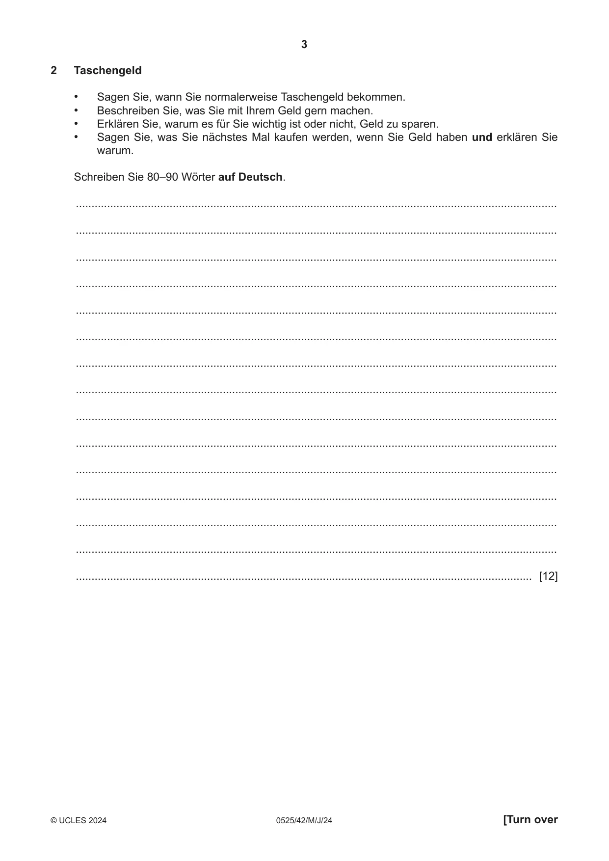 Cambridge IGCSE German - Foreign Language 0525 2024 May/June Paper 4 · Variant 2 question paper, page 3 of 8