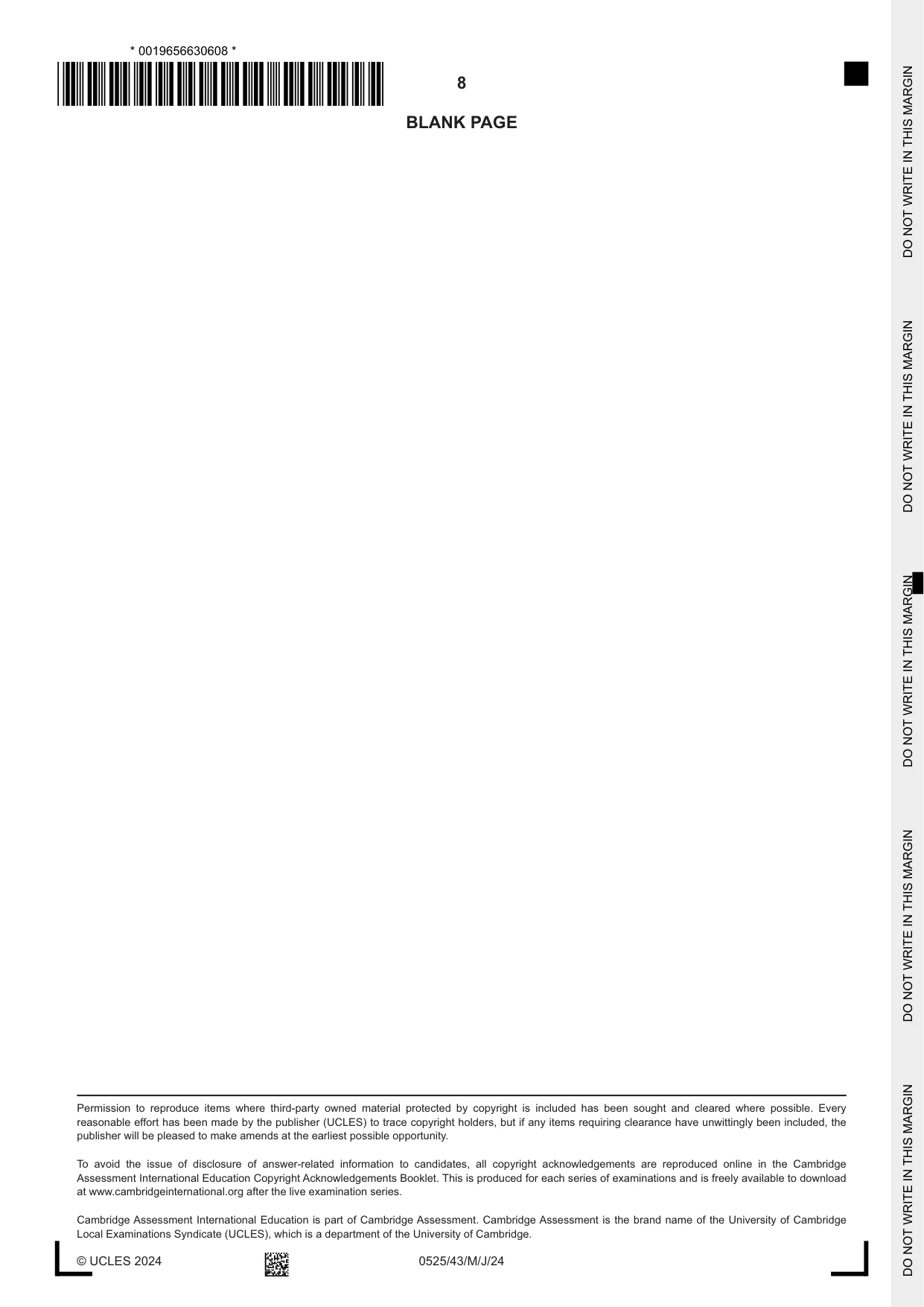 Cambridge IGCSE German - Foreign Language 0525 2024 May/June Paper 4 · Variant 3 question paper, page 8 of 8