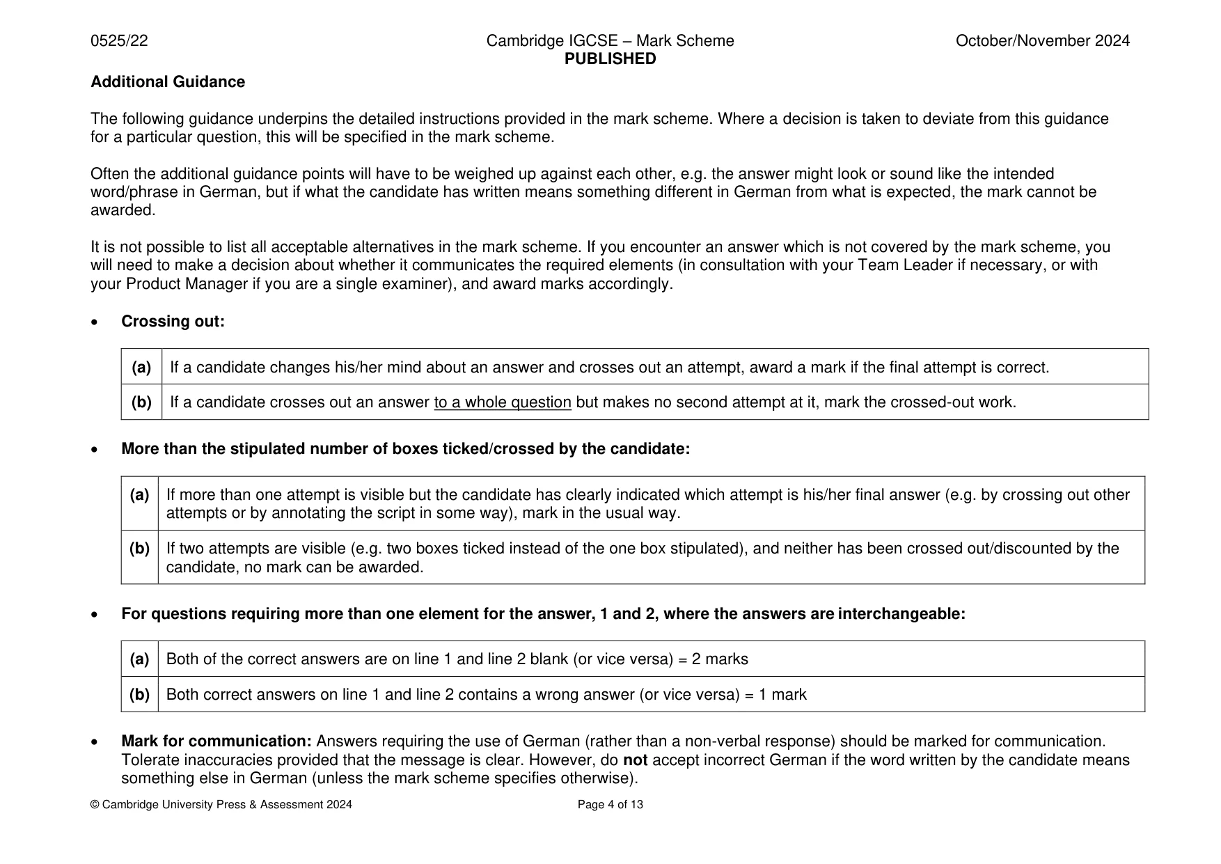 Mark scheme, page 4 of 13
