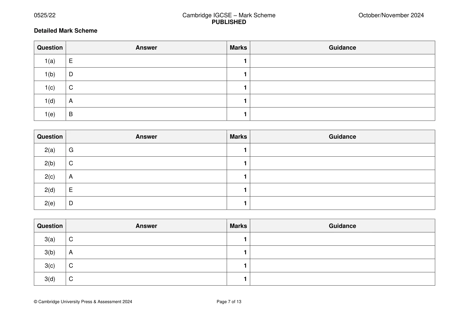 Mark scheme, page 7 of 13