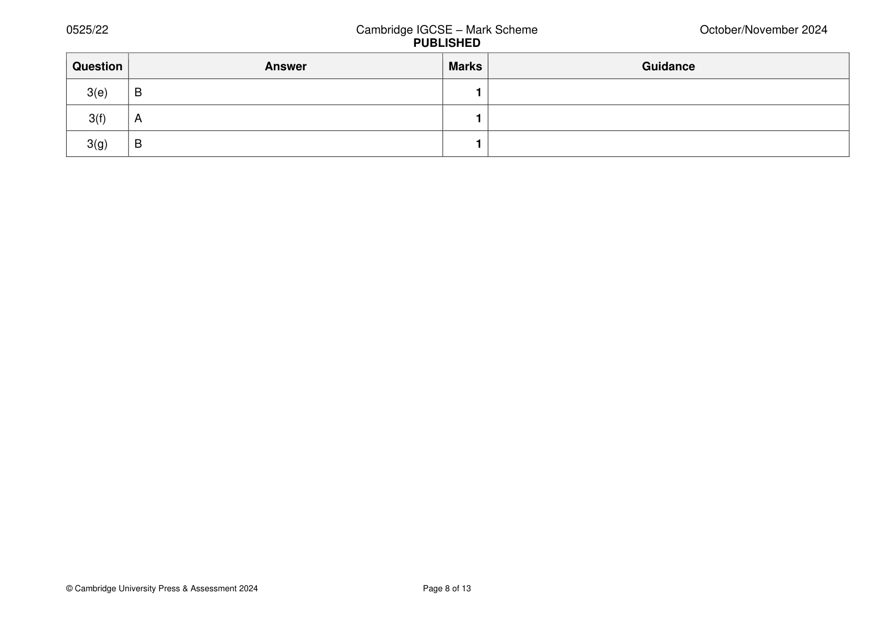 Mark scheme, page 8 of 13