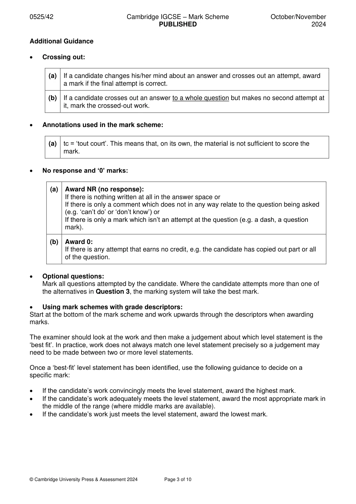 Mark scheme, page 3 of 10