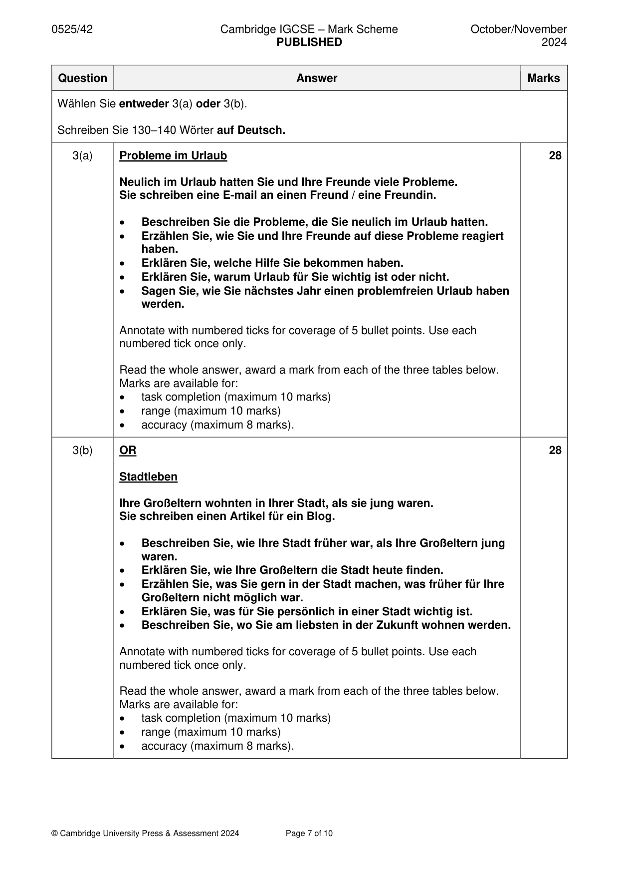 Mark scheme, page 7 of 10