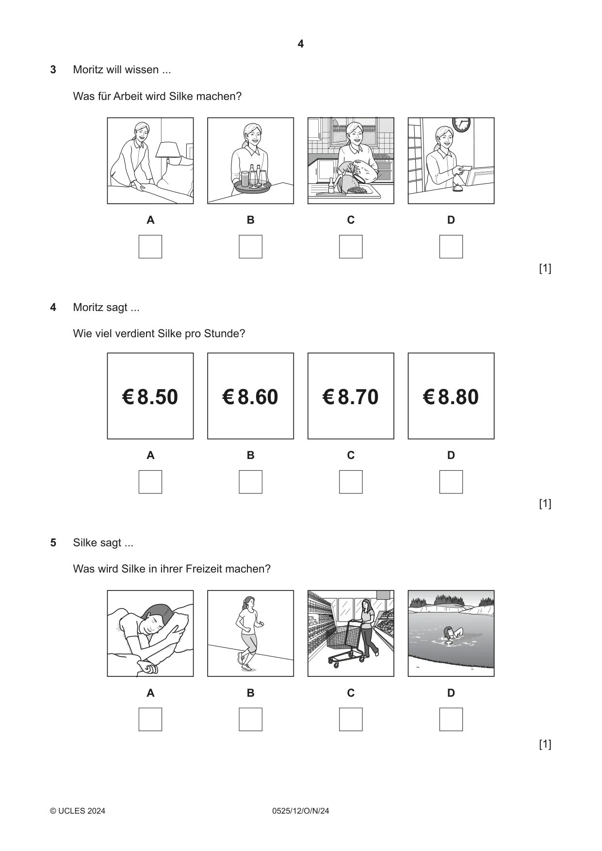 Cambridge IGCSE German - Foreign Language 0525 2024 Oct/Nov Paper 1 · Variant 2 question paper, page 4 of 16