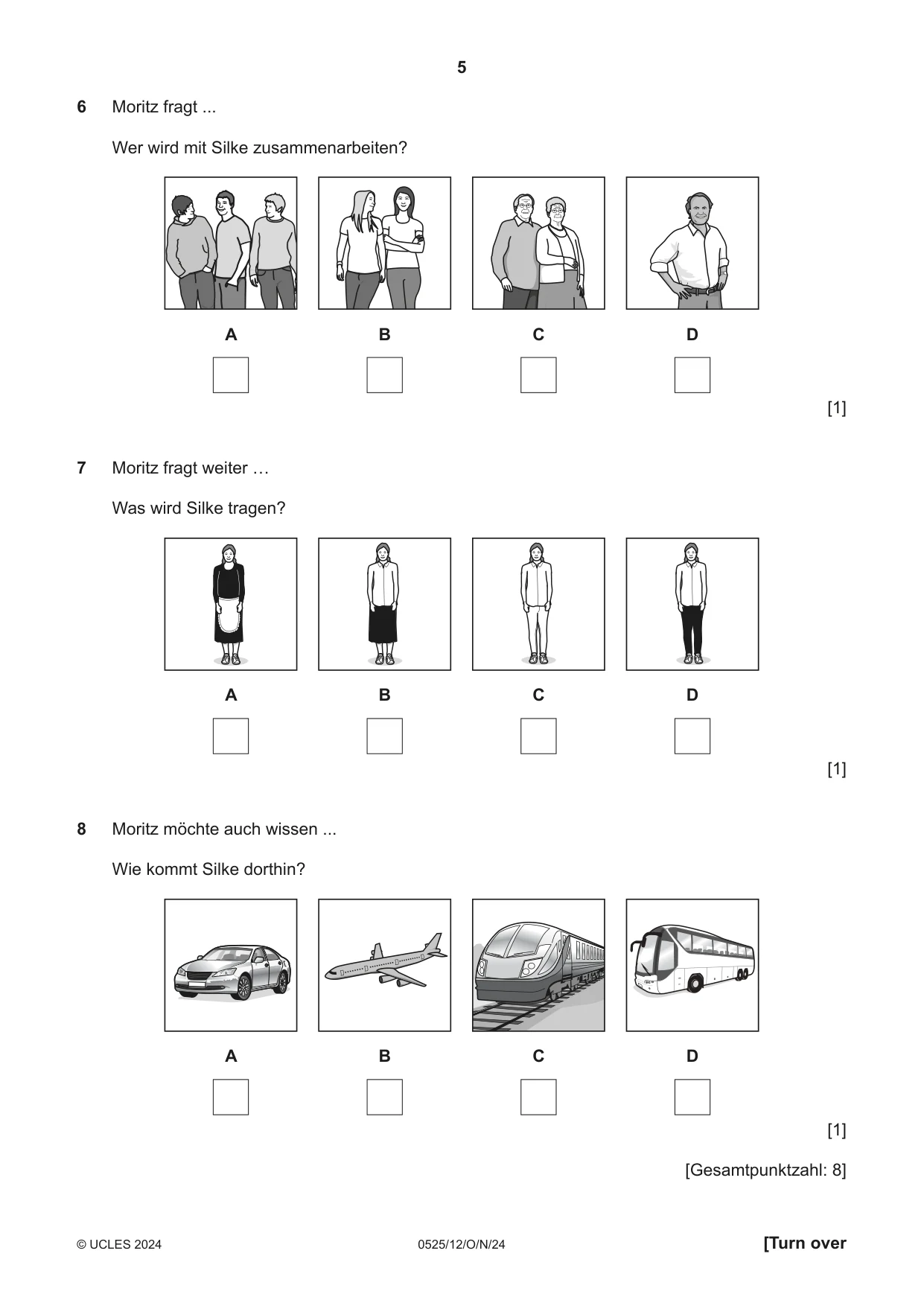 Cambridge IGCSE German - Foreign Language 0525 2024 Oct/Nov Paper 1 · Variant 2 question paper, page 5 of 16
