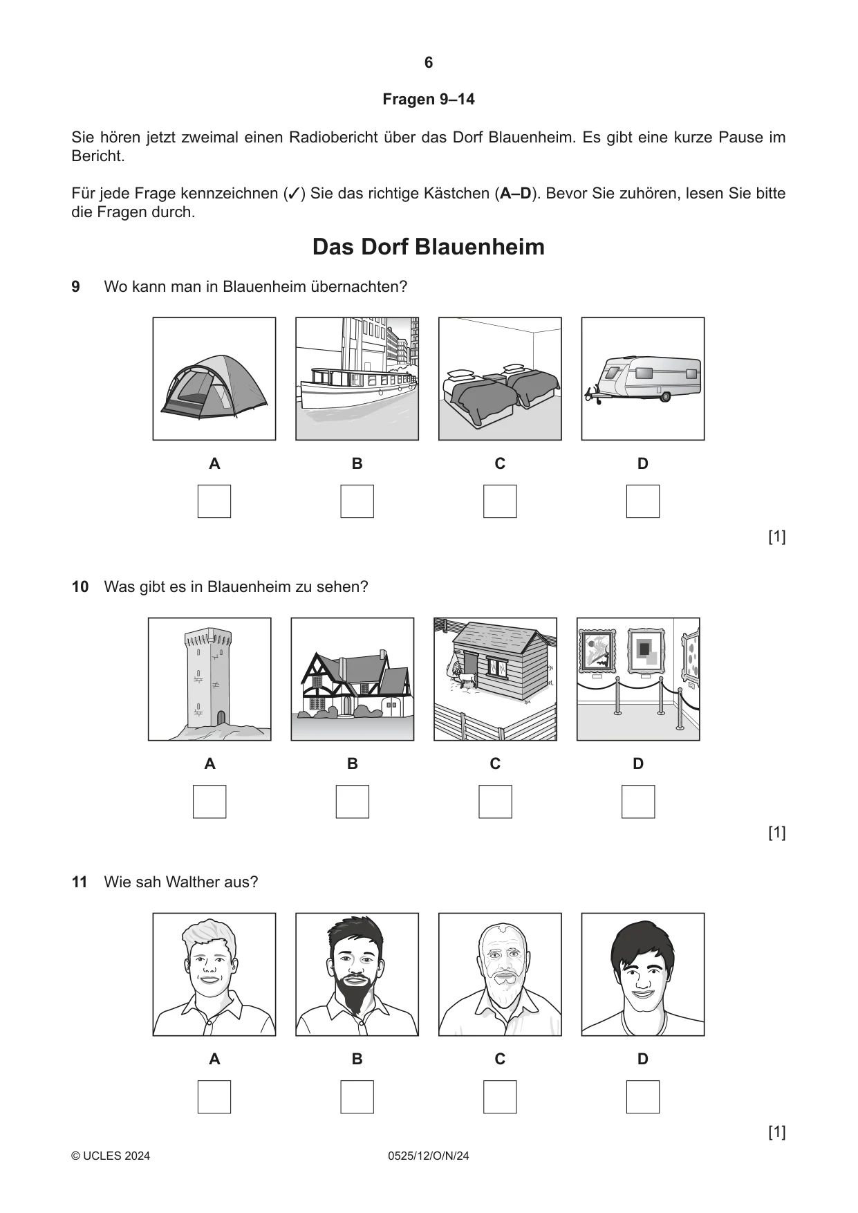 Cambridge IGCSE German - Foreign Language 0525 2024 Oct/Nov Paper 1 · Variant 2 question paper, page 6 of 16