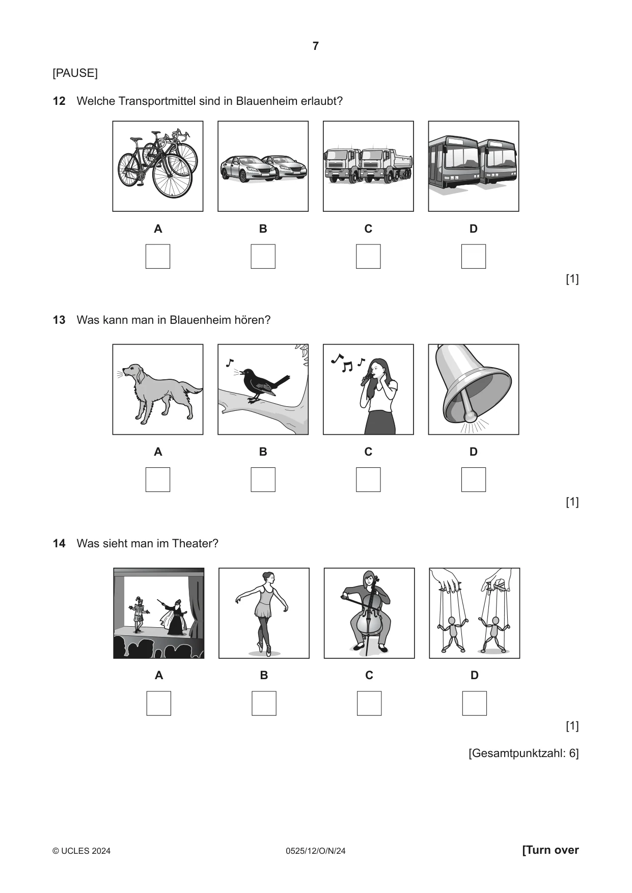 Cambridge IGCSE German - Foreign Language 0525 2024 Oct/Nov Paper 1 · Variant 2 question paper, page 7 of 16