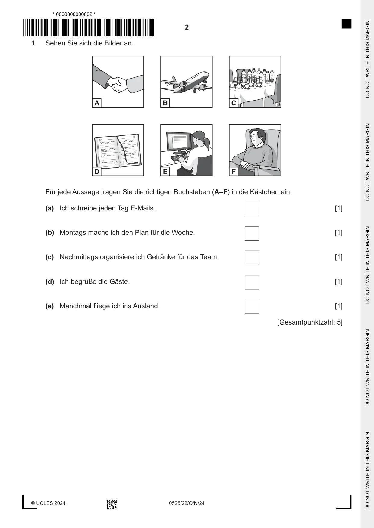 Cambridge IGCSE German - Foreign Language 0525 2024 Oct/Nov Paper 2 · Variant 2 question paper, page 2 of 12