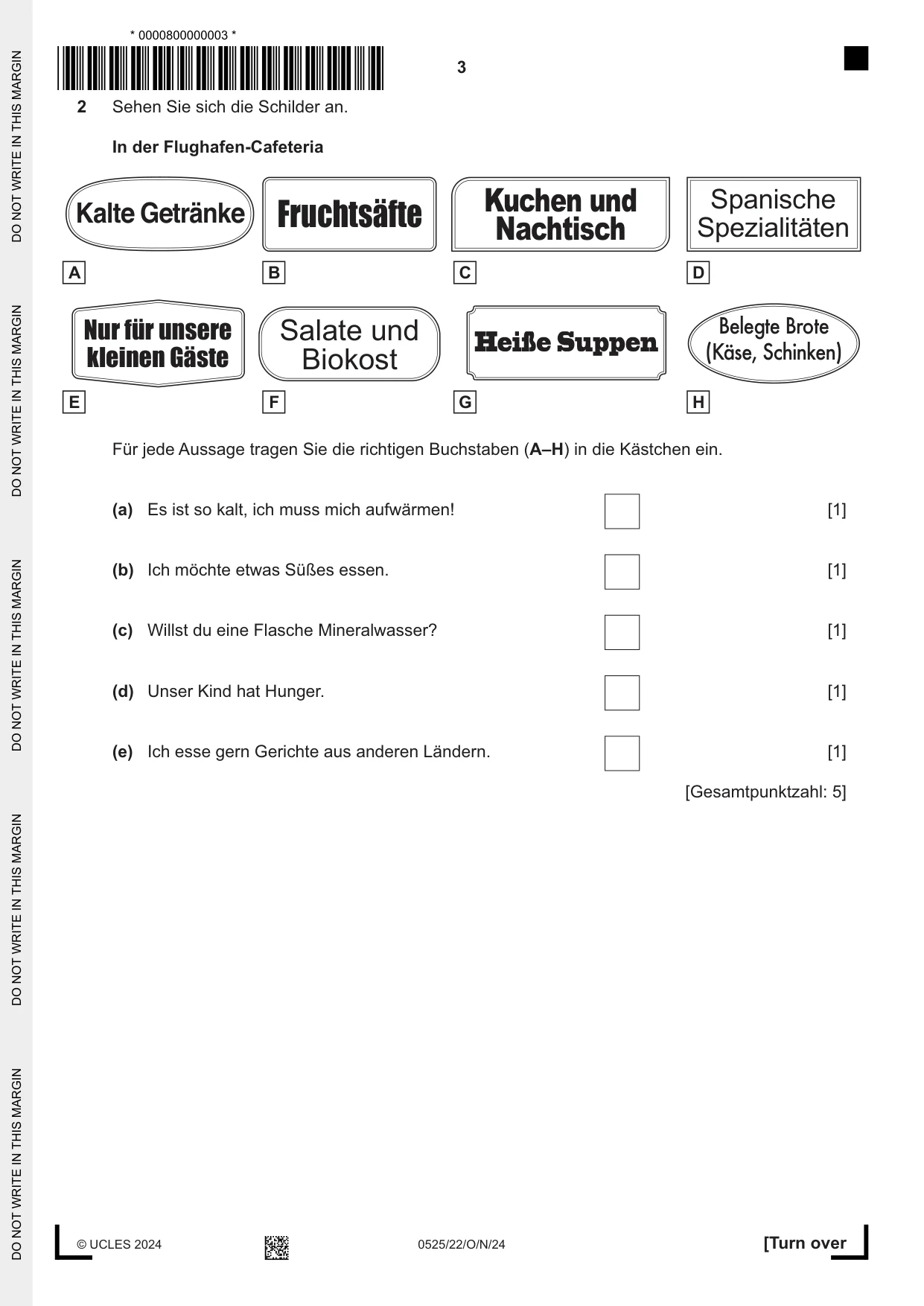 Cambridge IGCSE German - Foreign Language 0525 2024 Oct/Nov Paper 2 · Variant 2 question paper, page 3 of 12