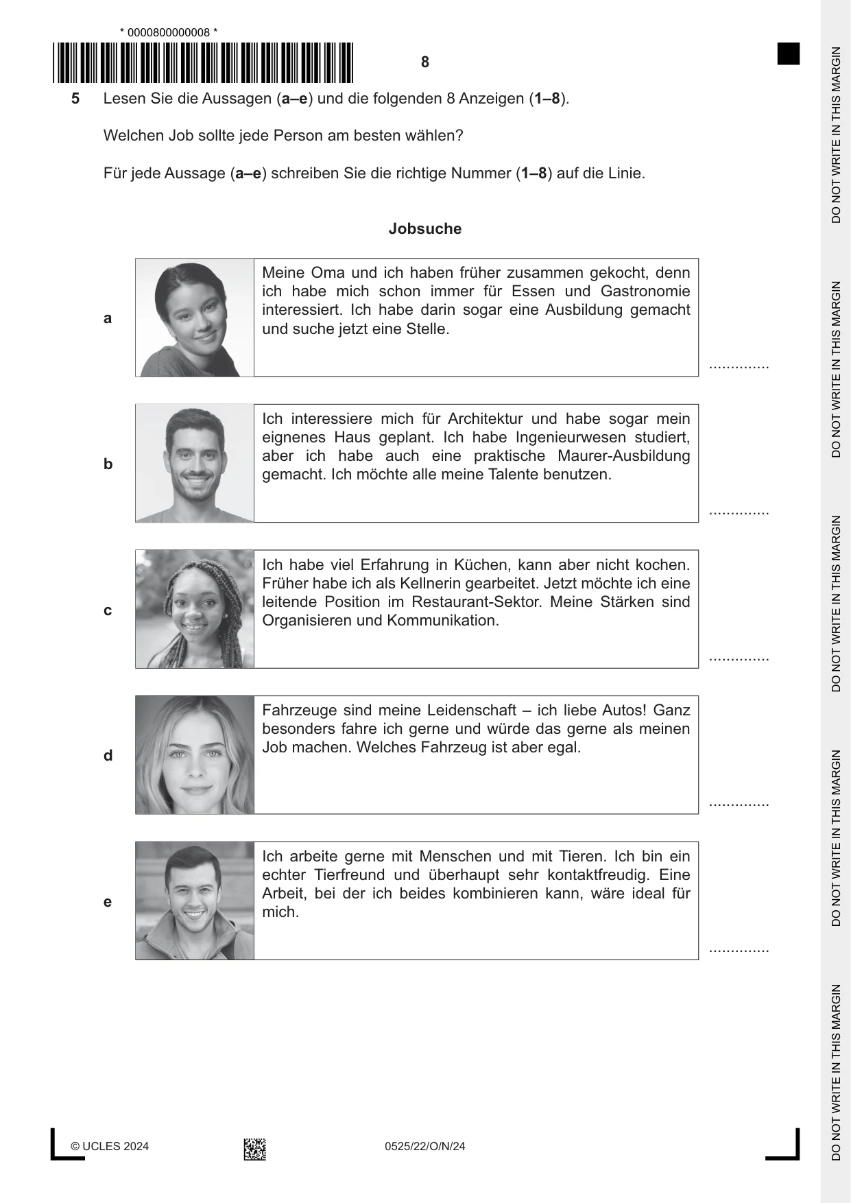 Cambridge IGCSE German - Foreign Language 0525 2024 Oct/Nov Paper 2 · Variant 2 question paper, page 8 of 12