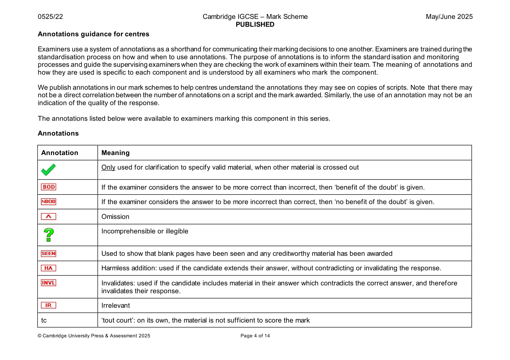 Mark scheme, page 4 of 14