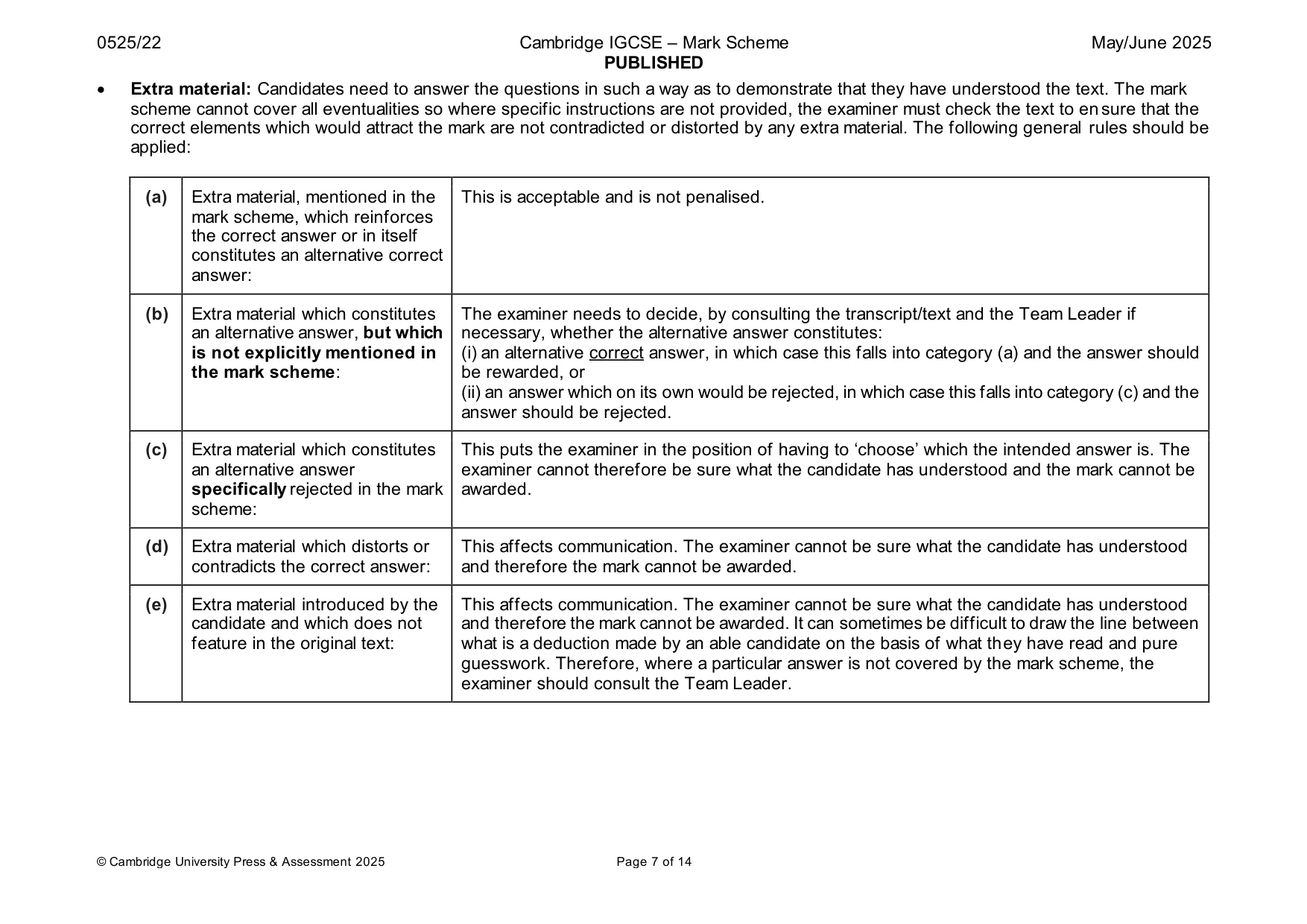 Mark scheme, page 7 of 14