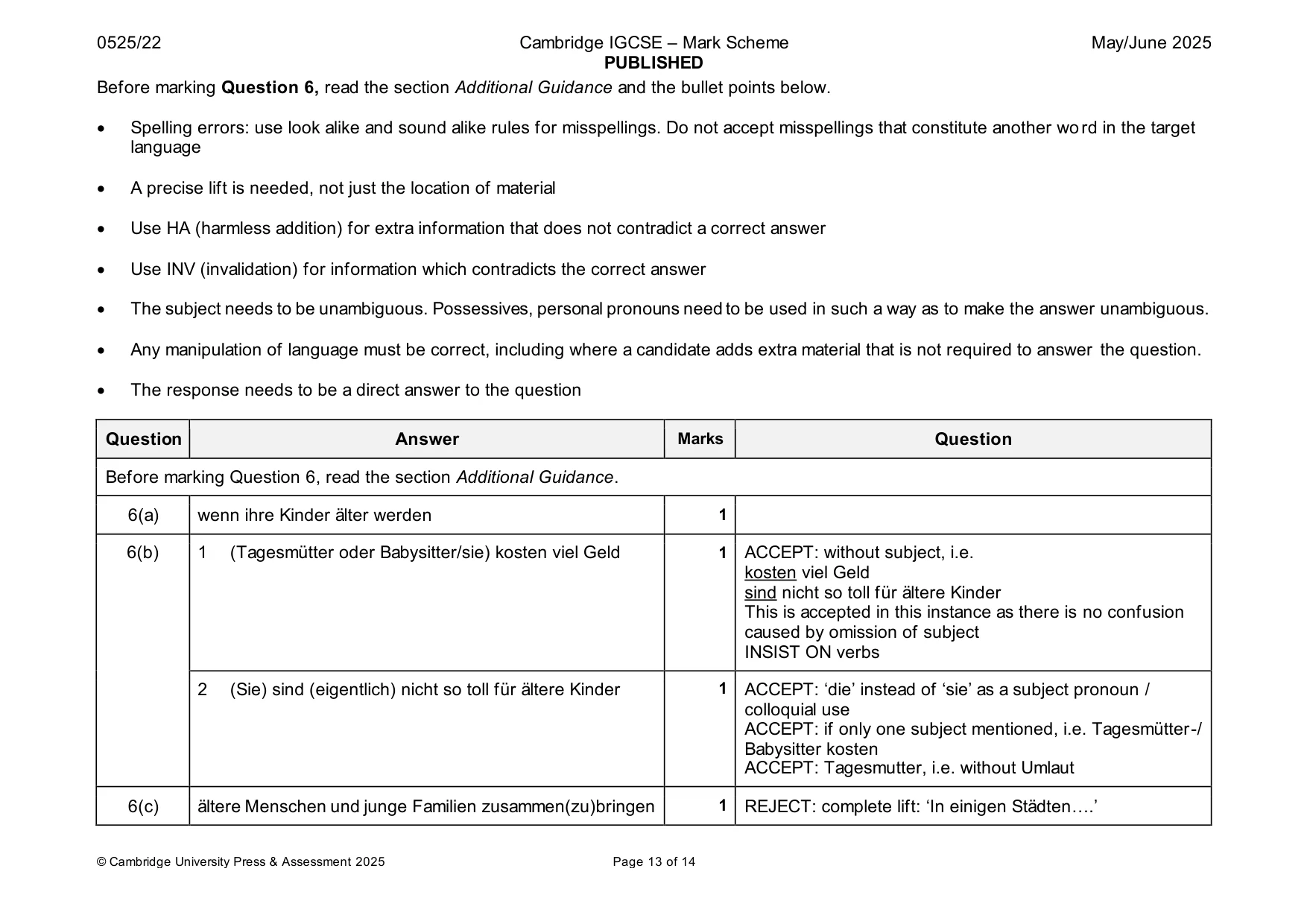 Mark scheme, page 13 of 14