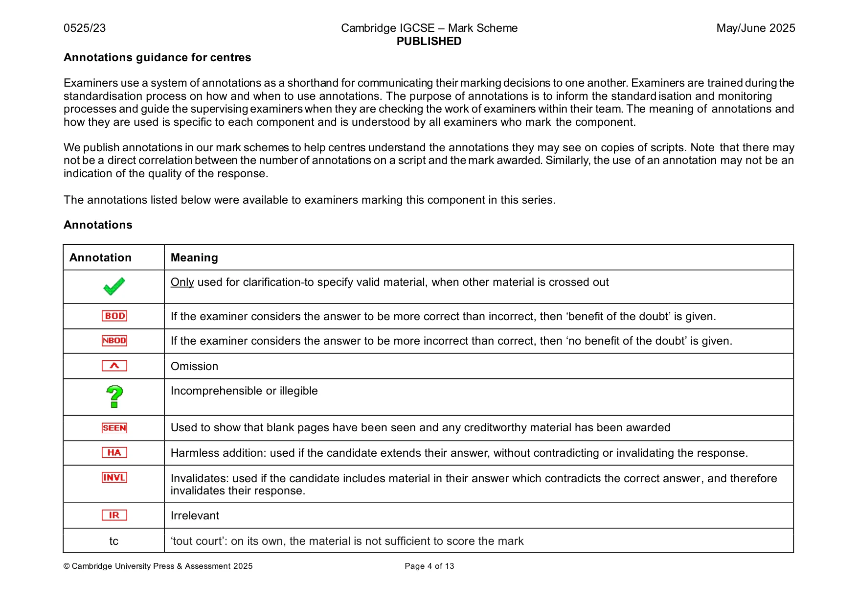 Mark scheme, page 4 of 13