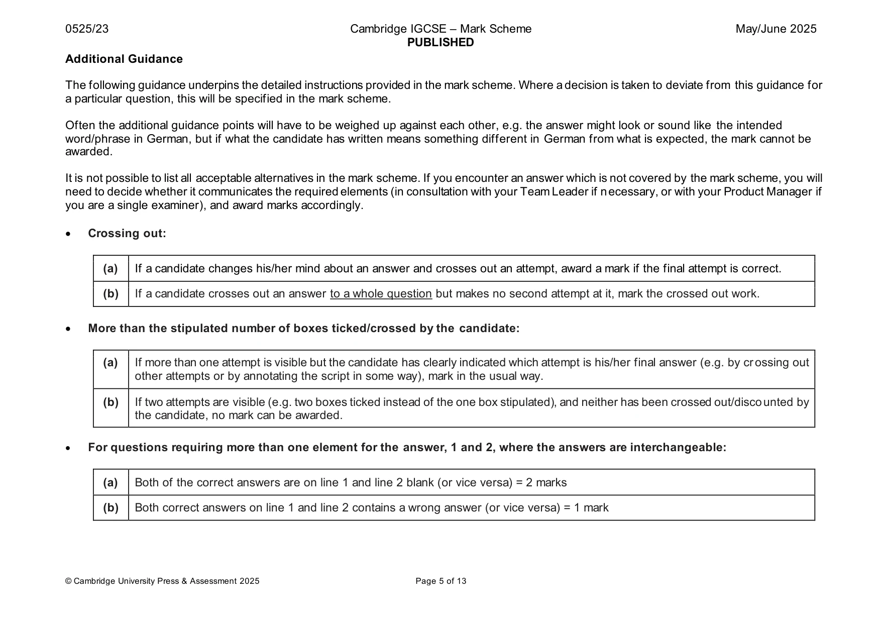Mark scheme, page 5 of 13