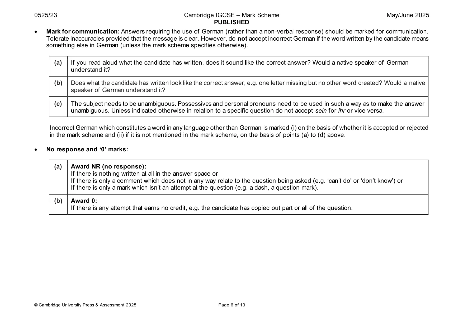 Mark scheme, page 6 of 13