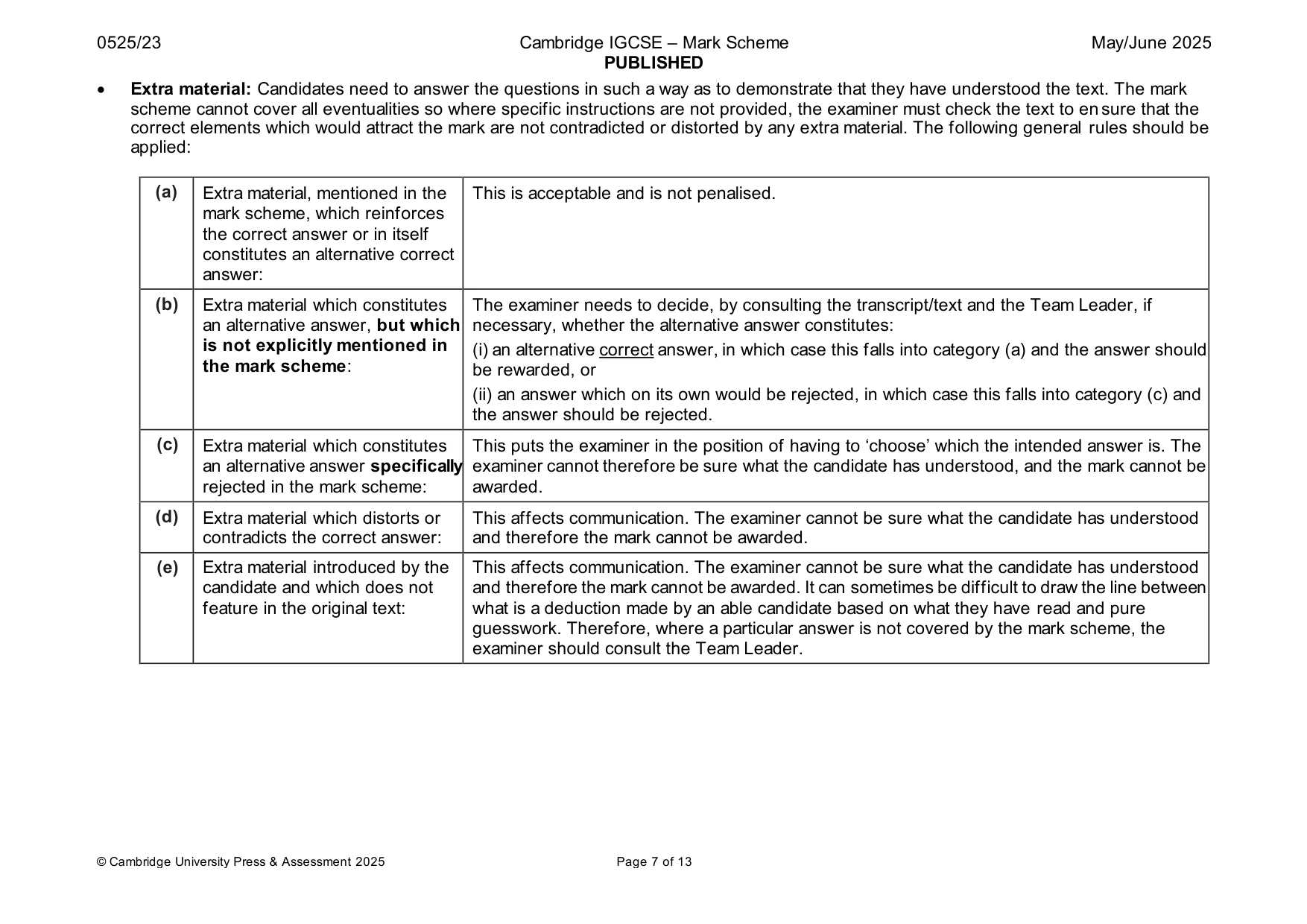 Mark scheme, page 7 of 13