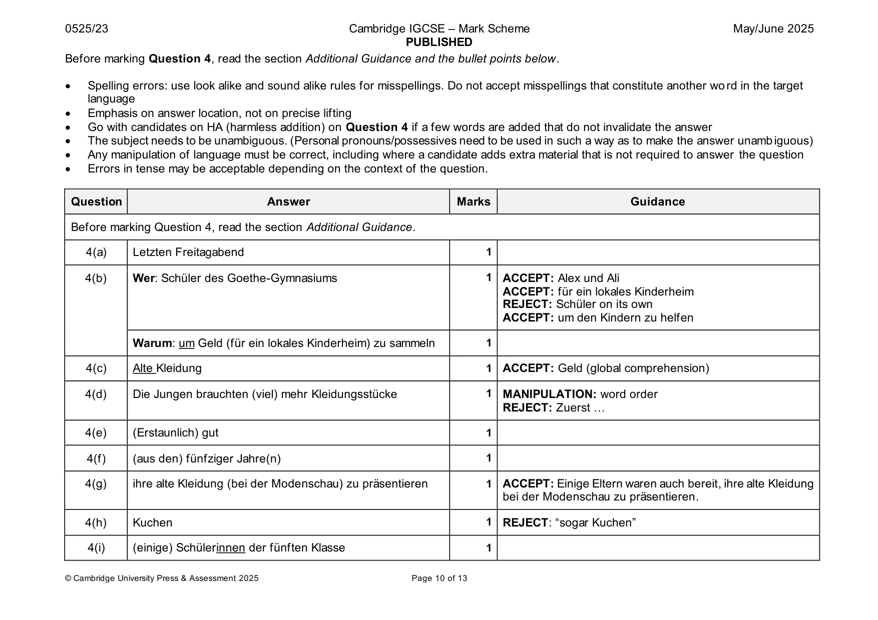 Mark scheme, page 10 of 13