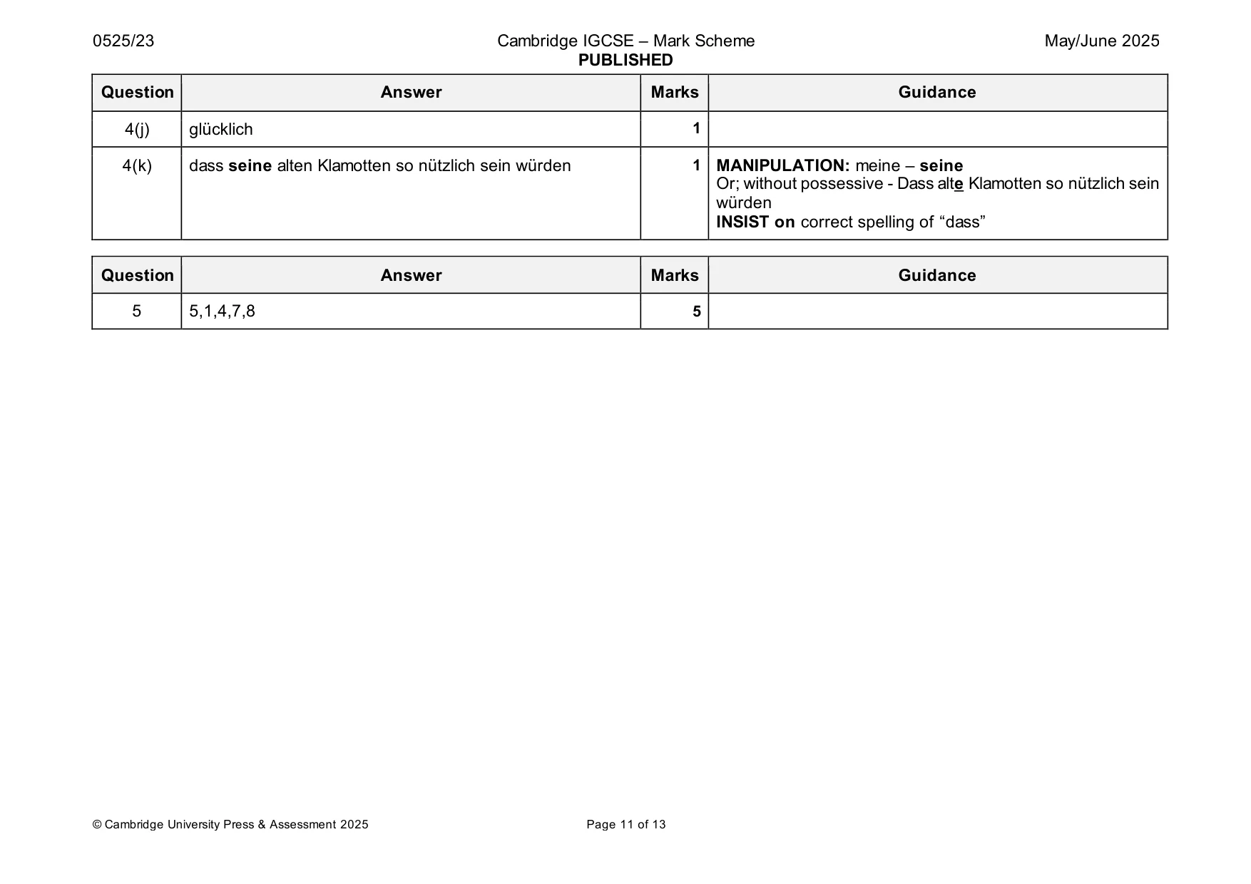 Mark scheme, page 11 of 13