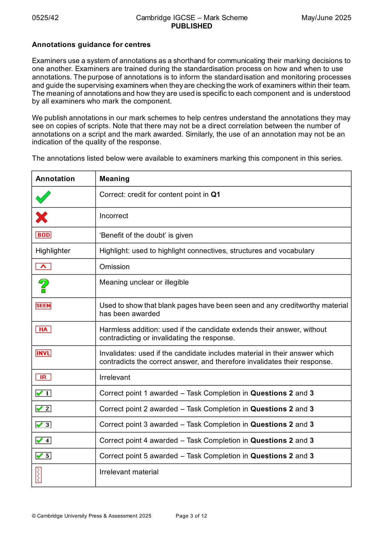 Mark scheme, page 3 of 12