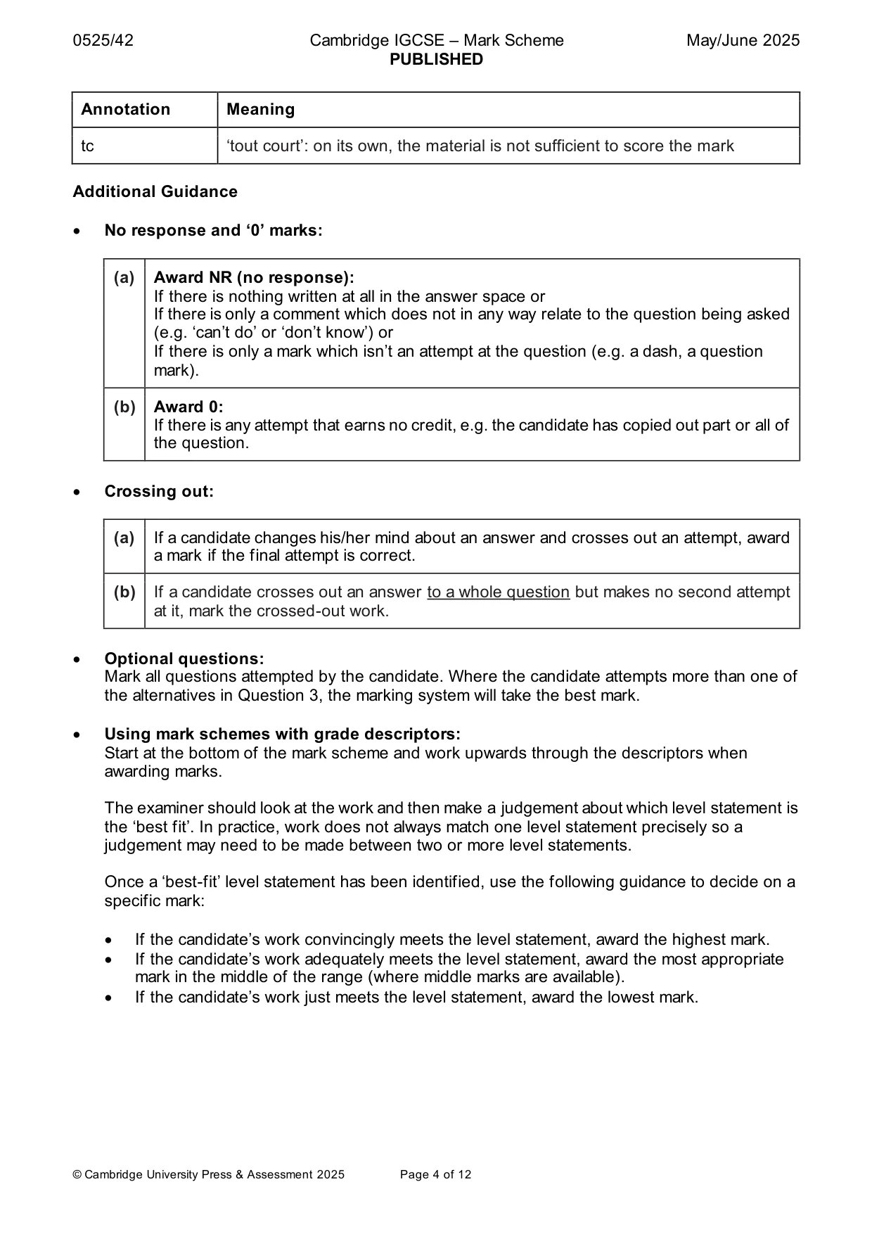 Mark scheme, page 4 of 12