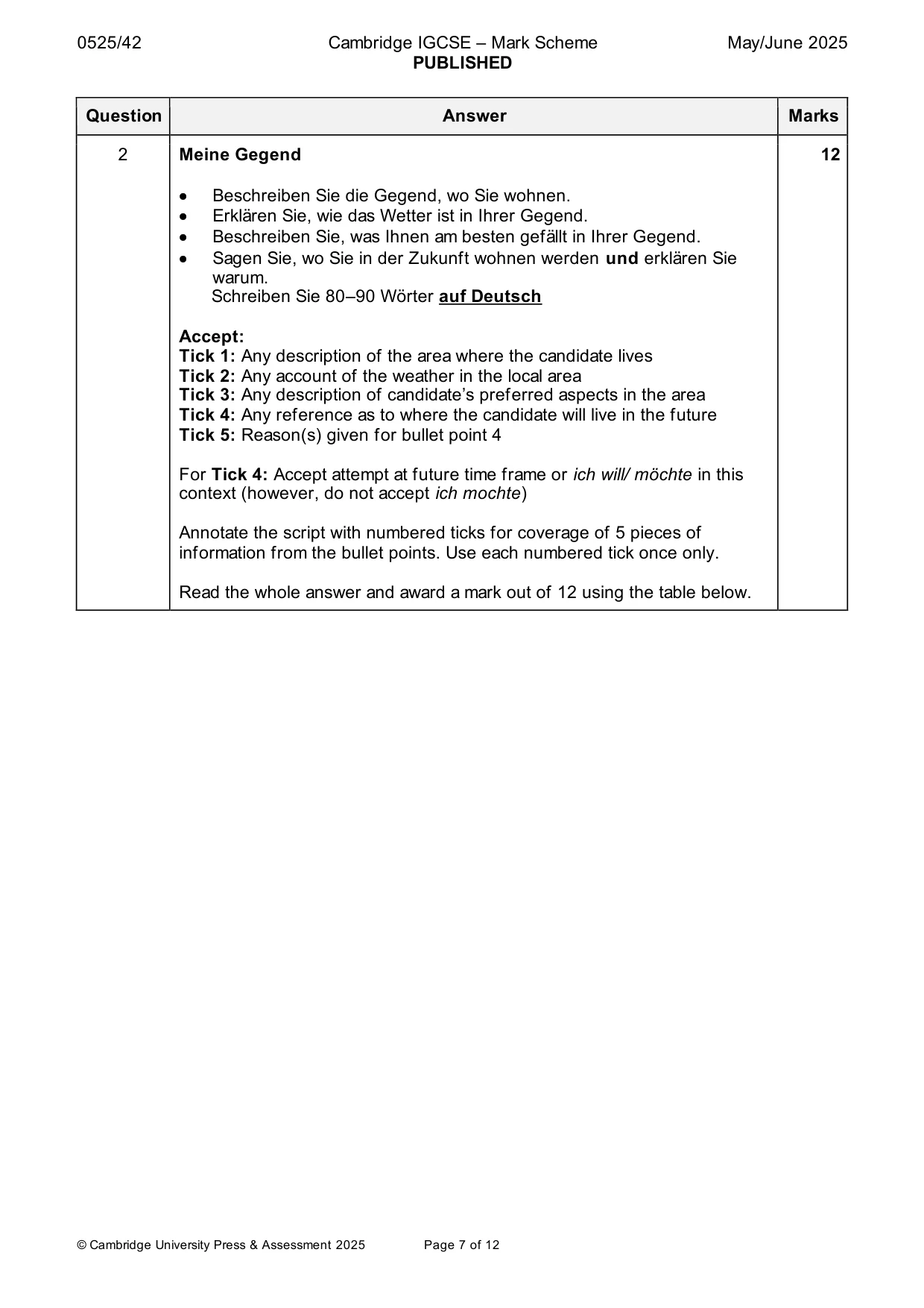 Mark scheme, page 7 of 12