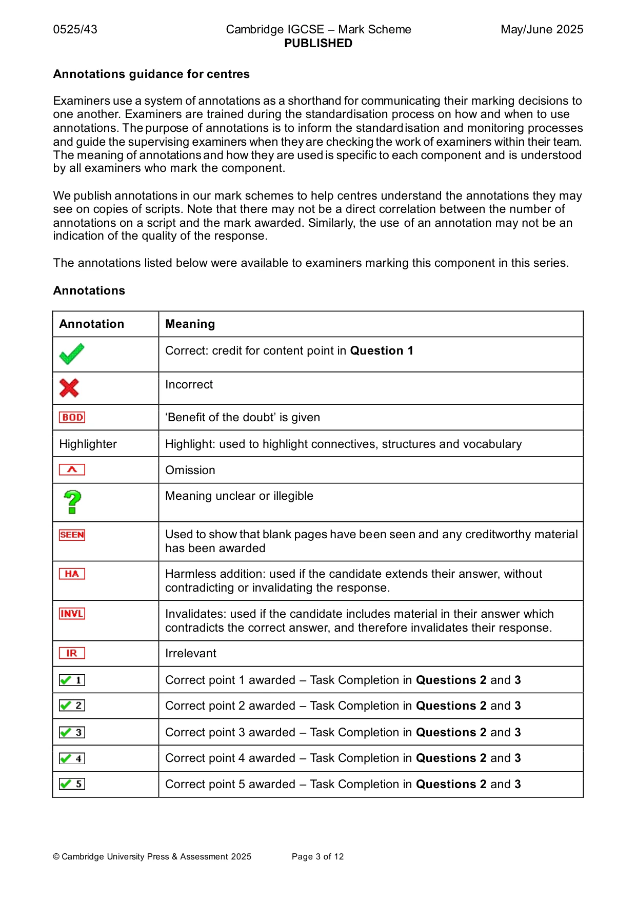 Mark scheme, page 3 of 12