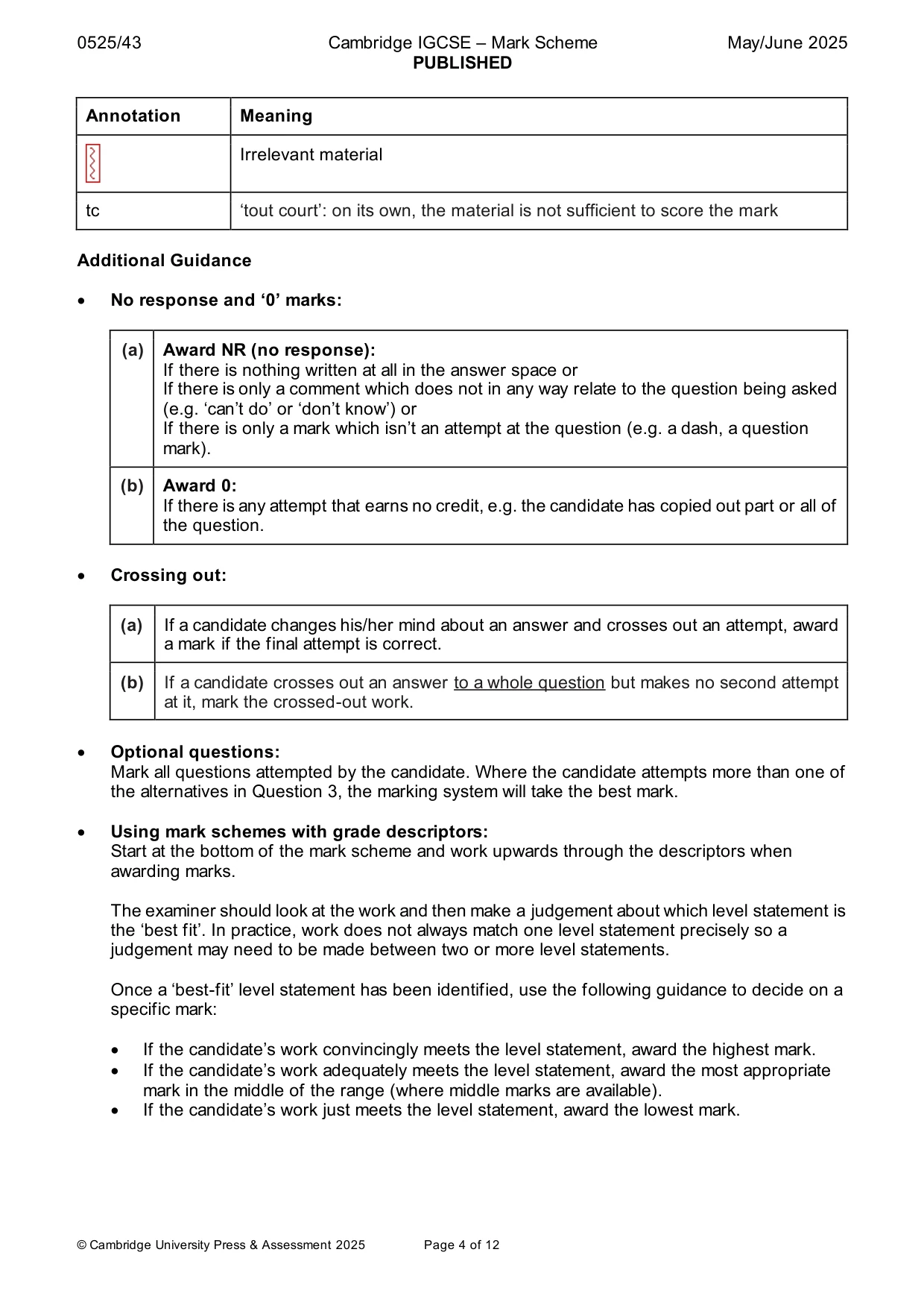 Mark scheme, page 4 of 12
