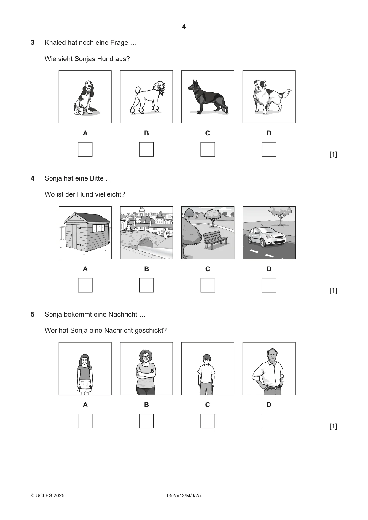 Cambridge IGCSE German - Foreign Language 0525 2025 May/June Paper 1 · Variant 2 question paper, page 4 of 16