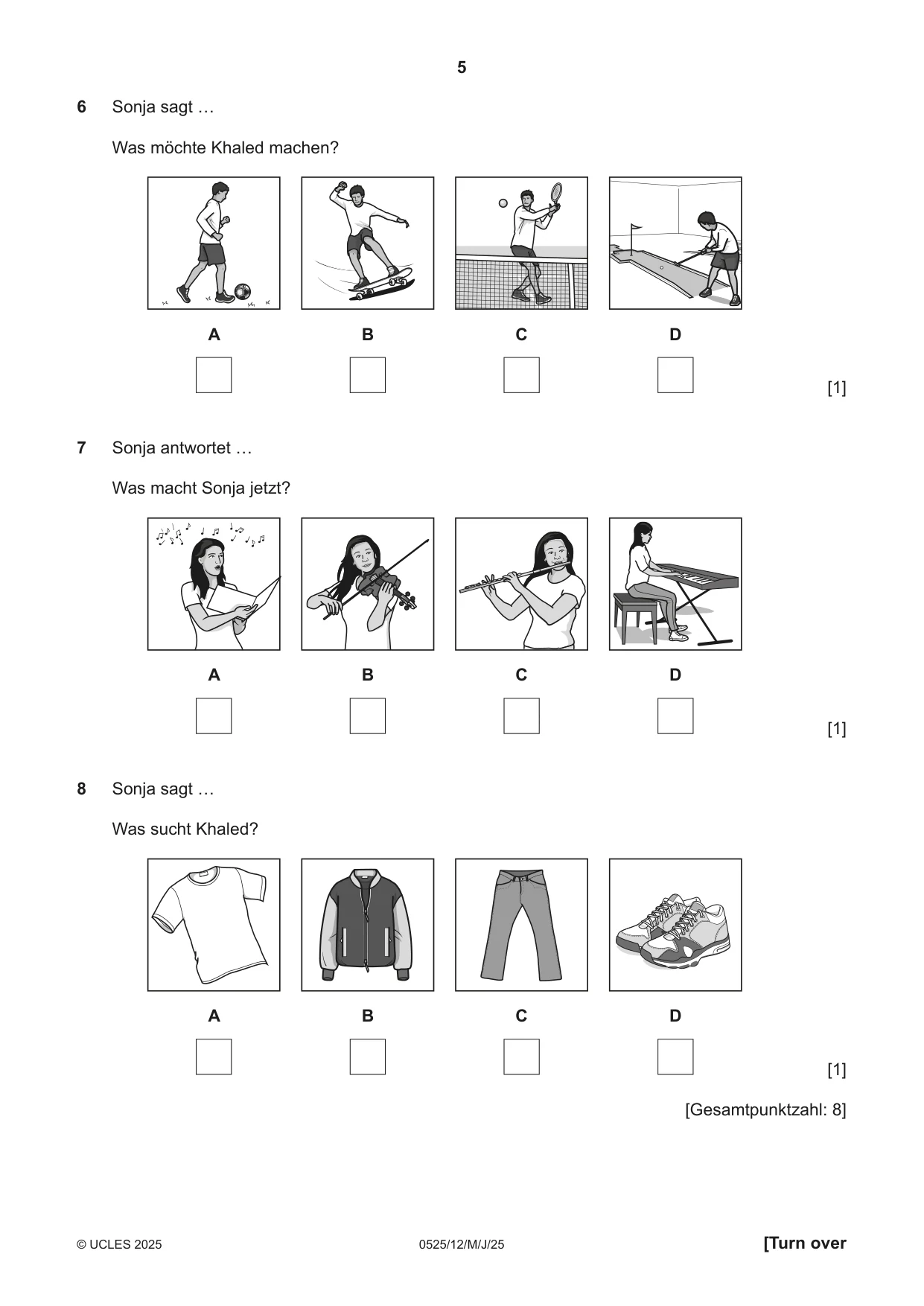 Cambridge IGCSE German - Foreign Language 0525 2025 May/June Paper 1 · Variant 2 question paper, page 5 of 16